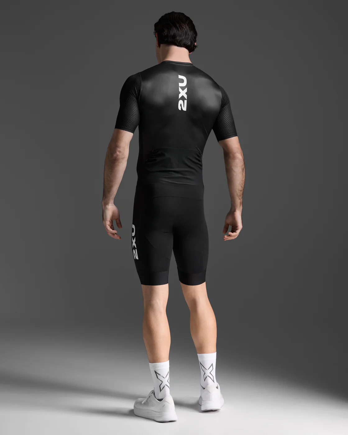 Back view of the race suit