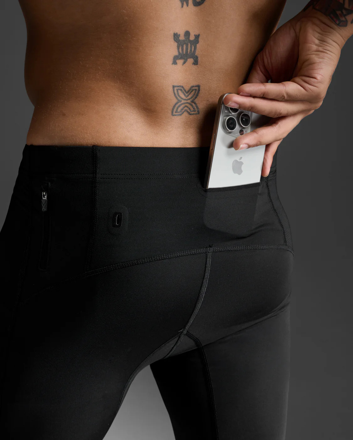 Alternate angle of the full-length running tight