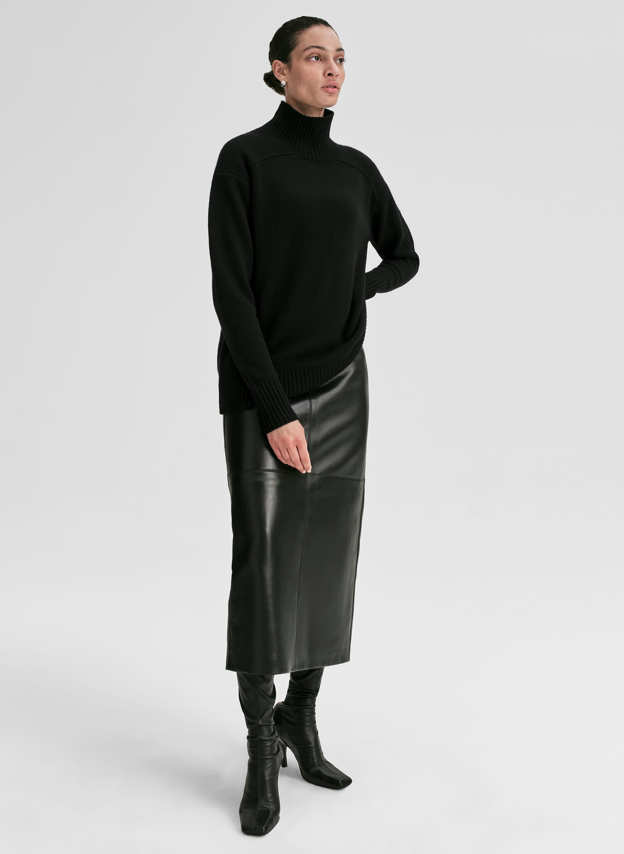 Archie Cashmere Turtleneck Sweater — back or side view