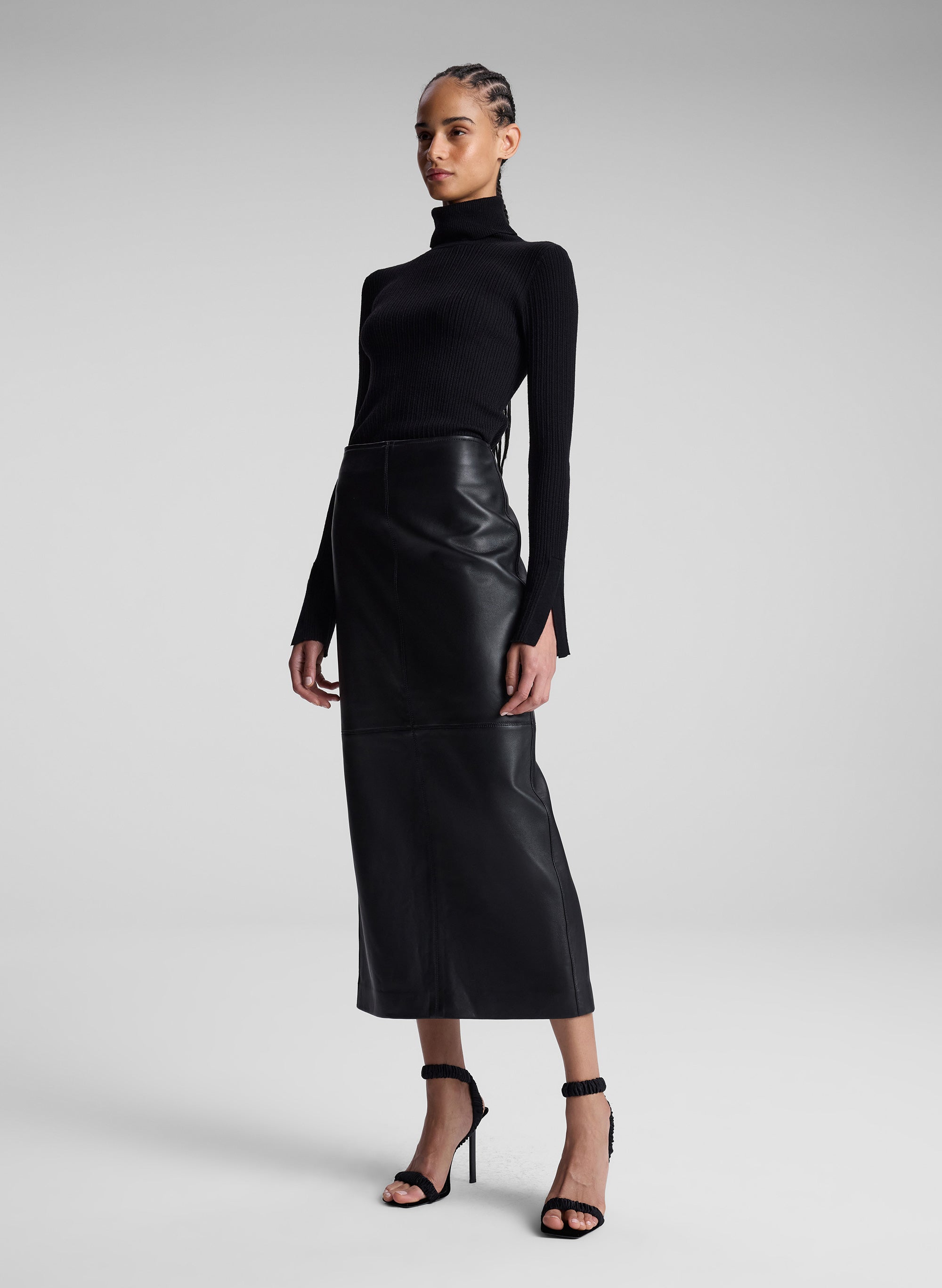 Marta Leather Midi Skirt — additional clean view