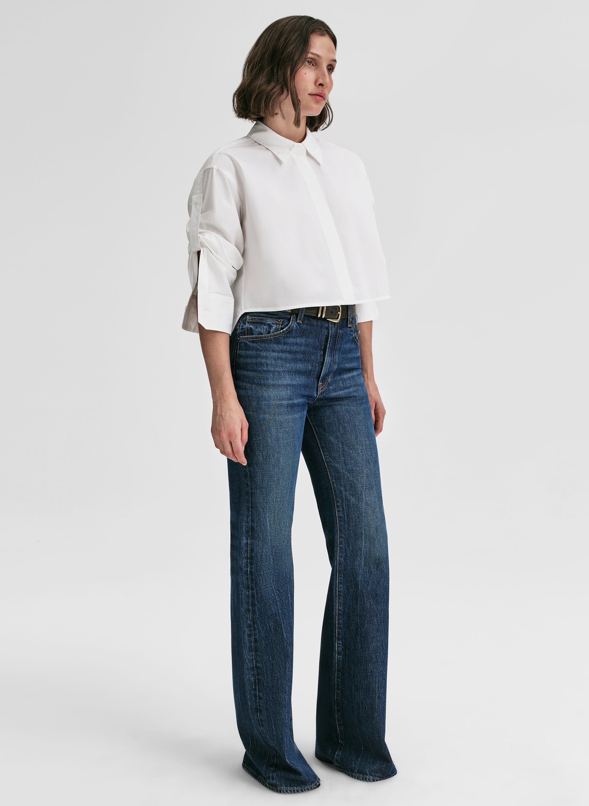 Maude Cropped Cotton Shirt — detail closeup