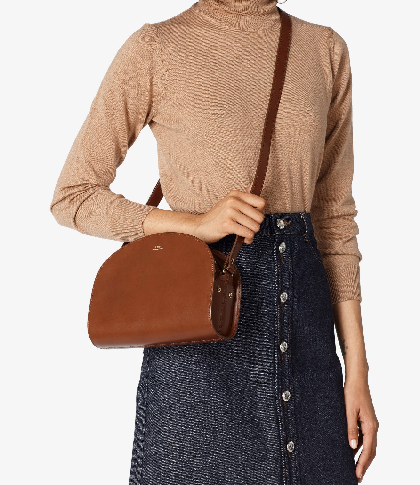 Back view with smooth leather curve.