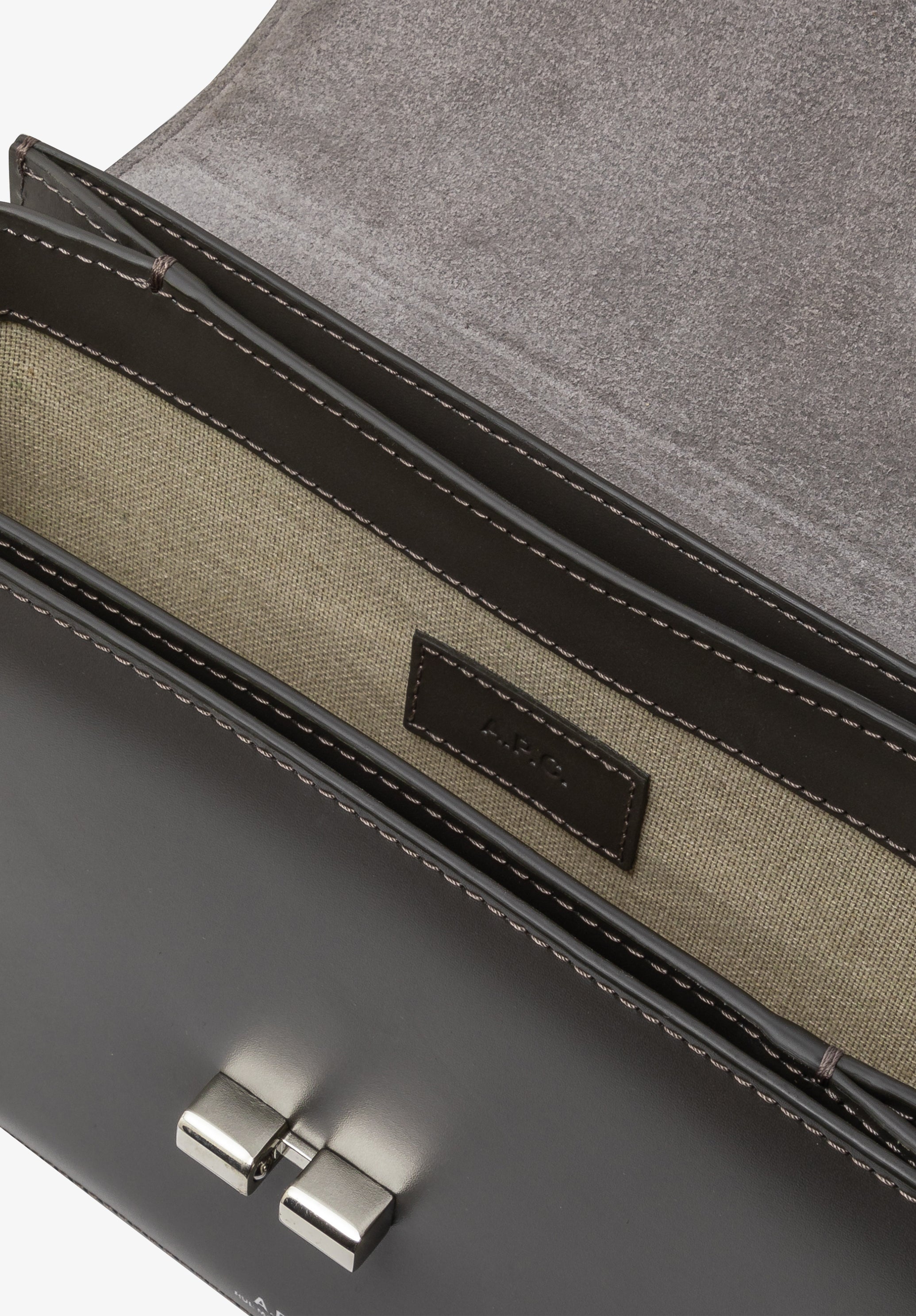 Interior pocket and lining detail.