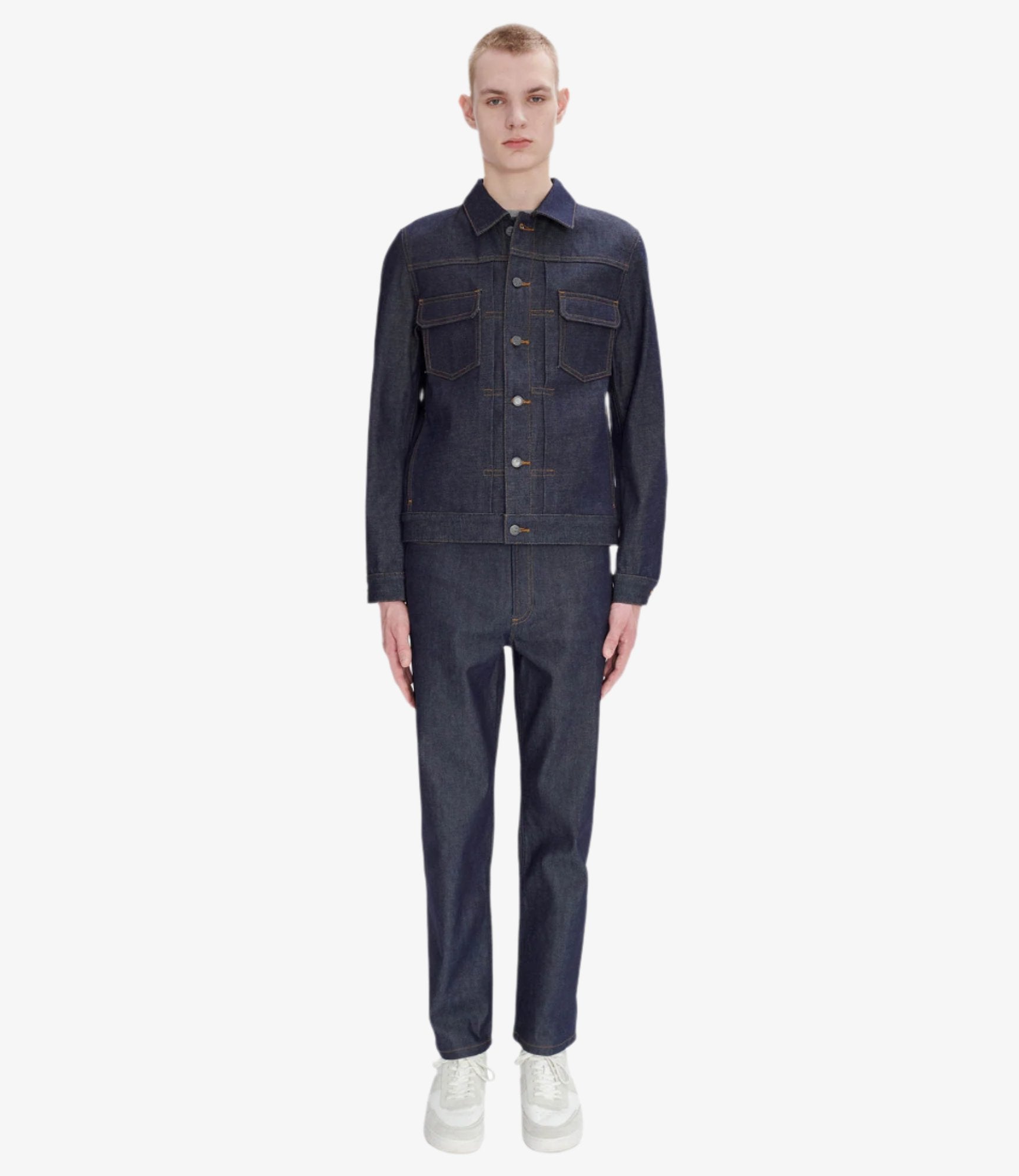 Collar and button placket detail.