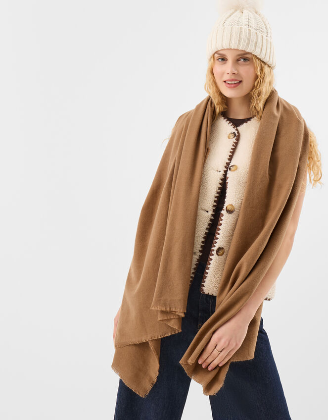 On-model wrap showing the generous scale