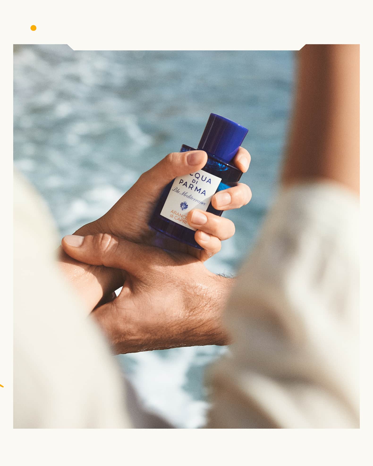 Bottle held in Mediterranean light