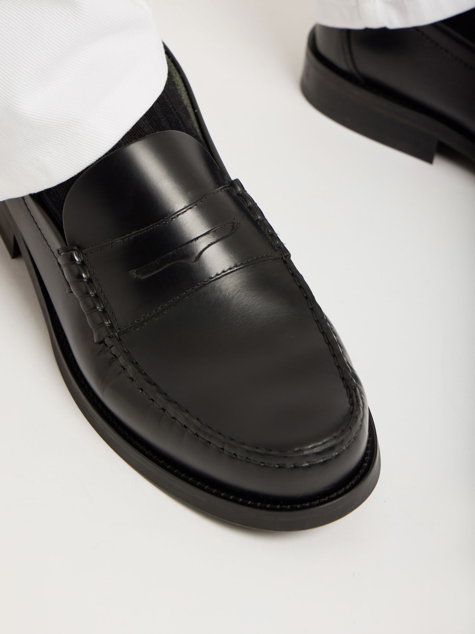 close view of black lambskin