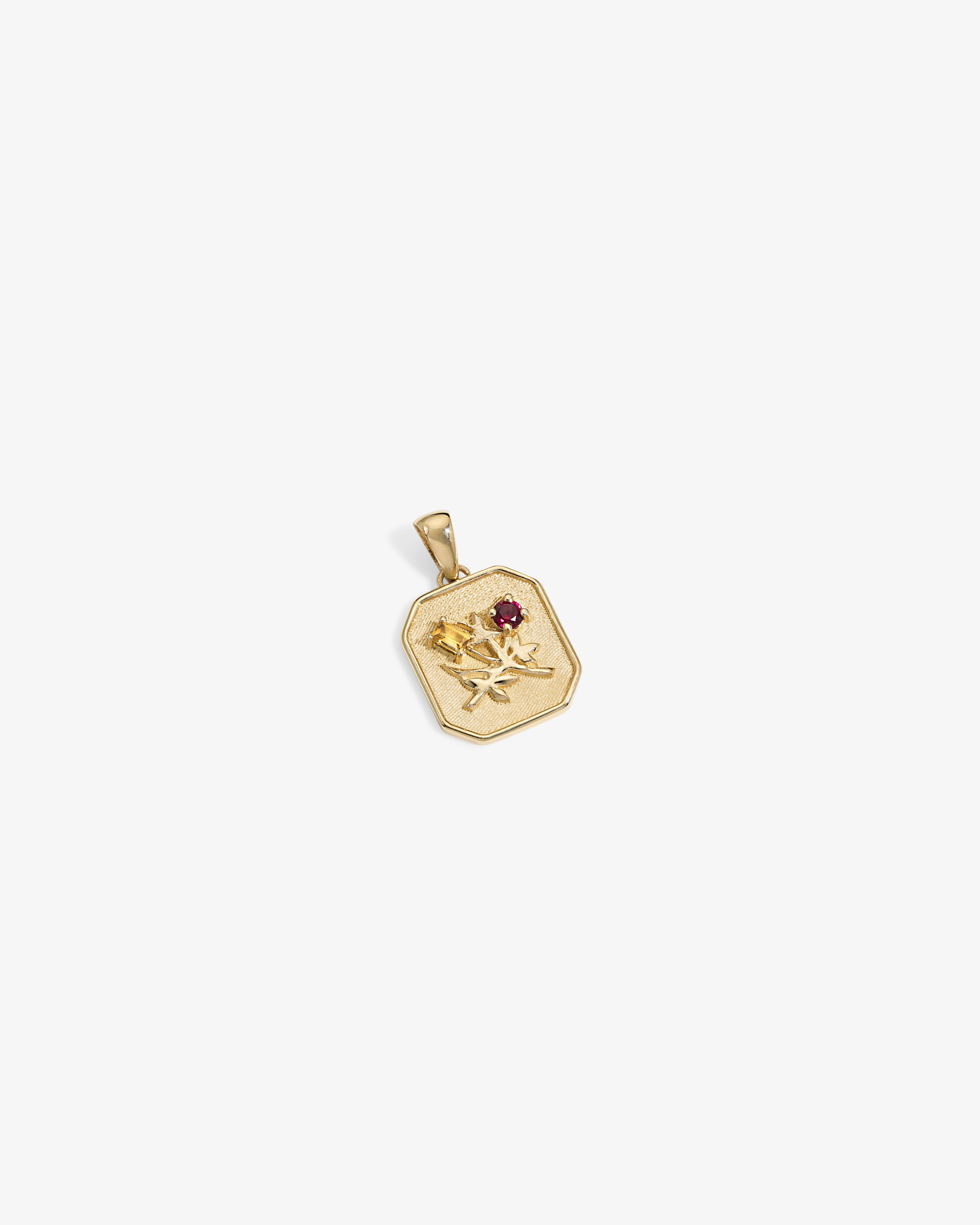 14Kt Gold Queens Crest Relief Pendant — front flat view