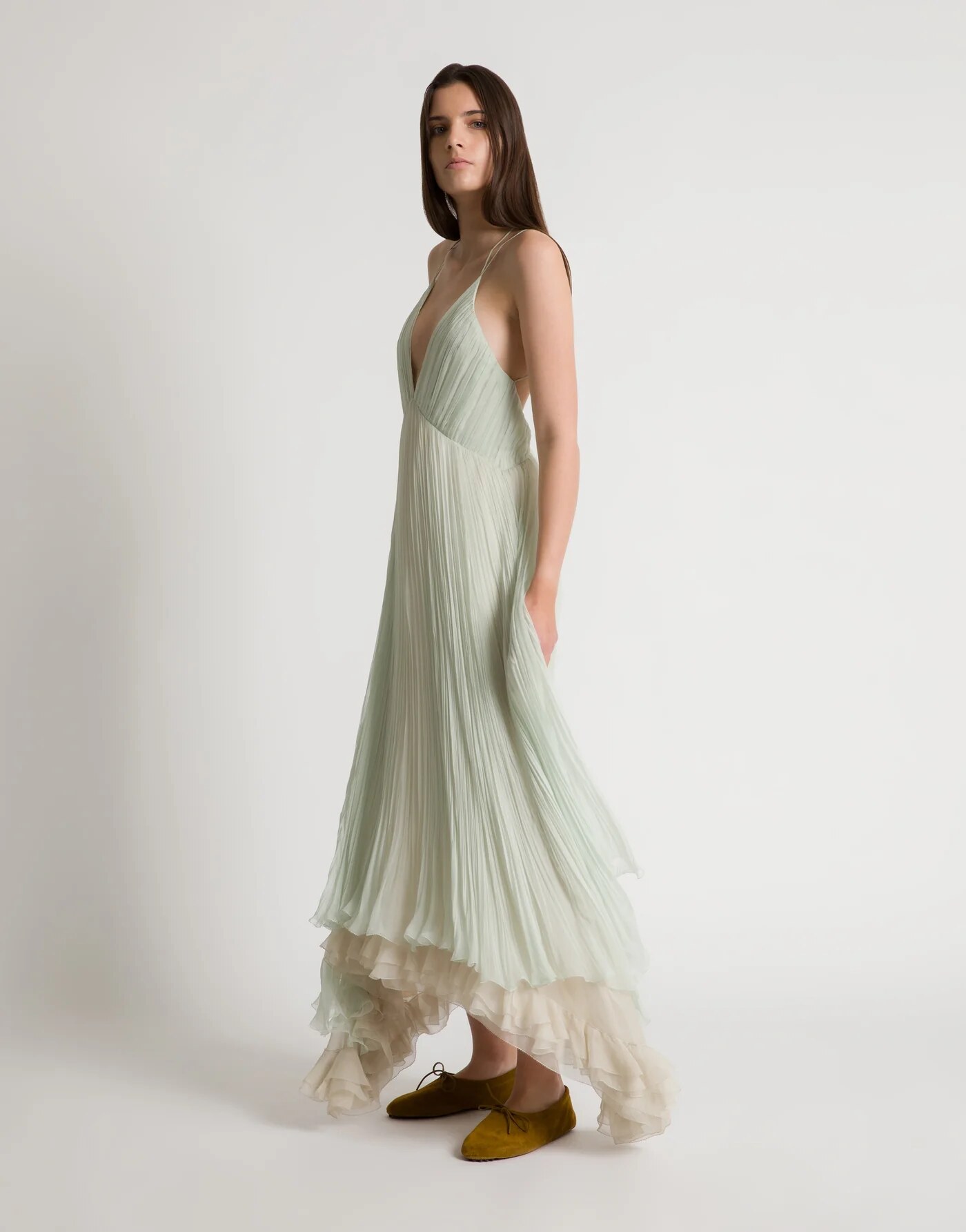 Chiffon plissé long dress