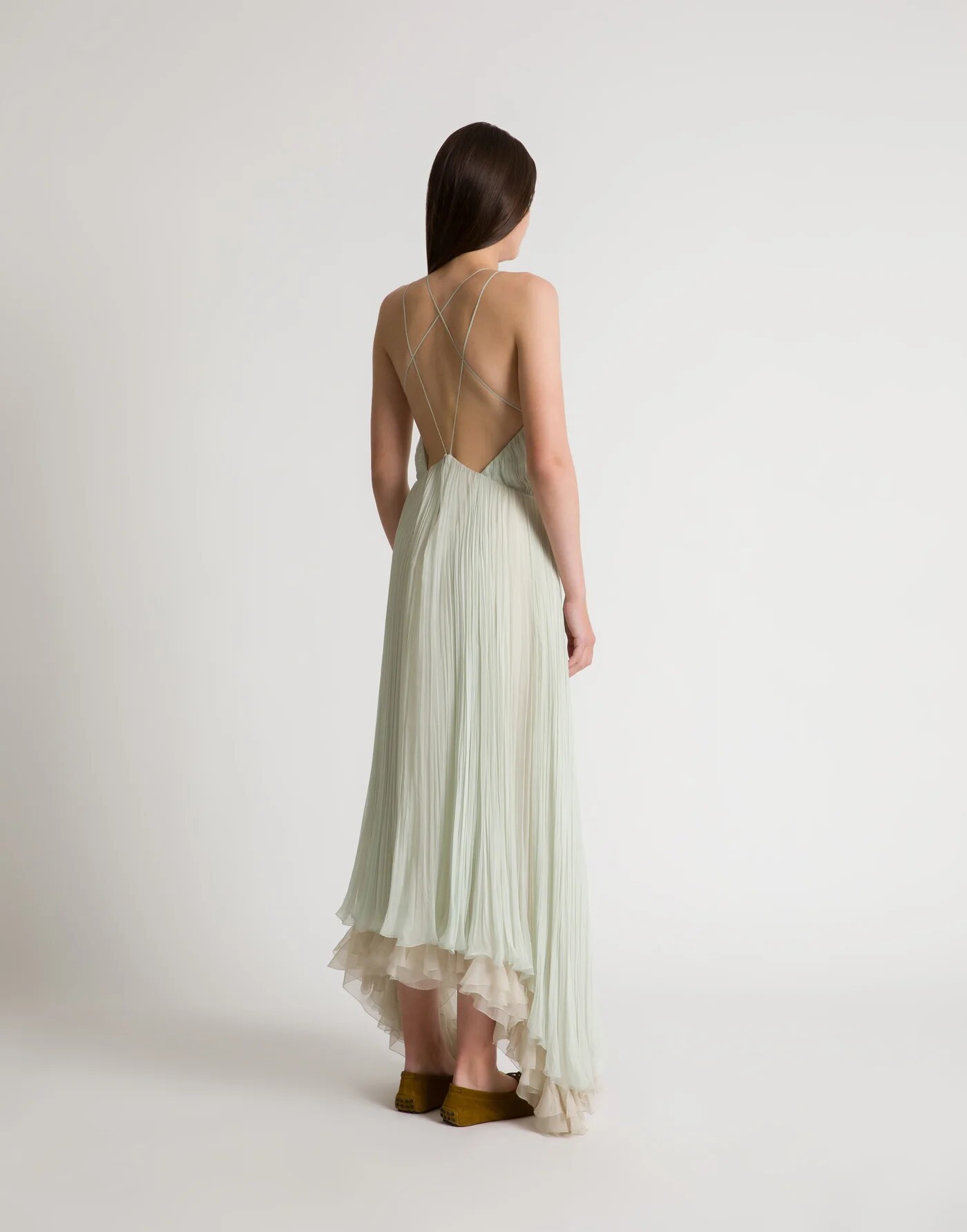 Chiffon plissé long dress — alternate angle
