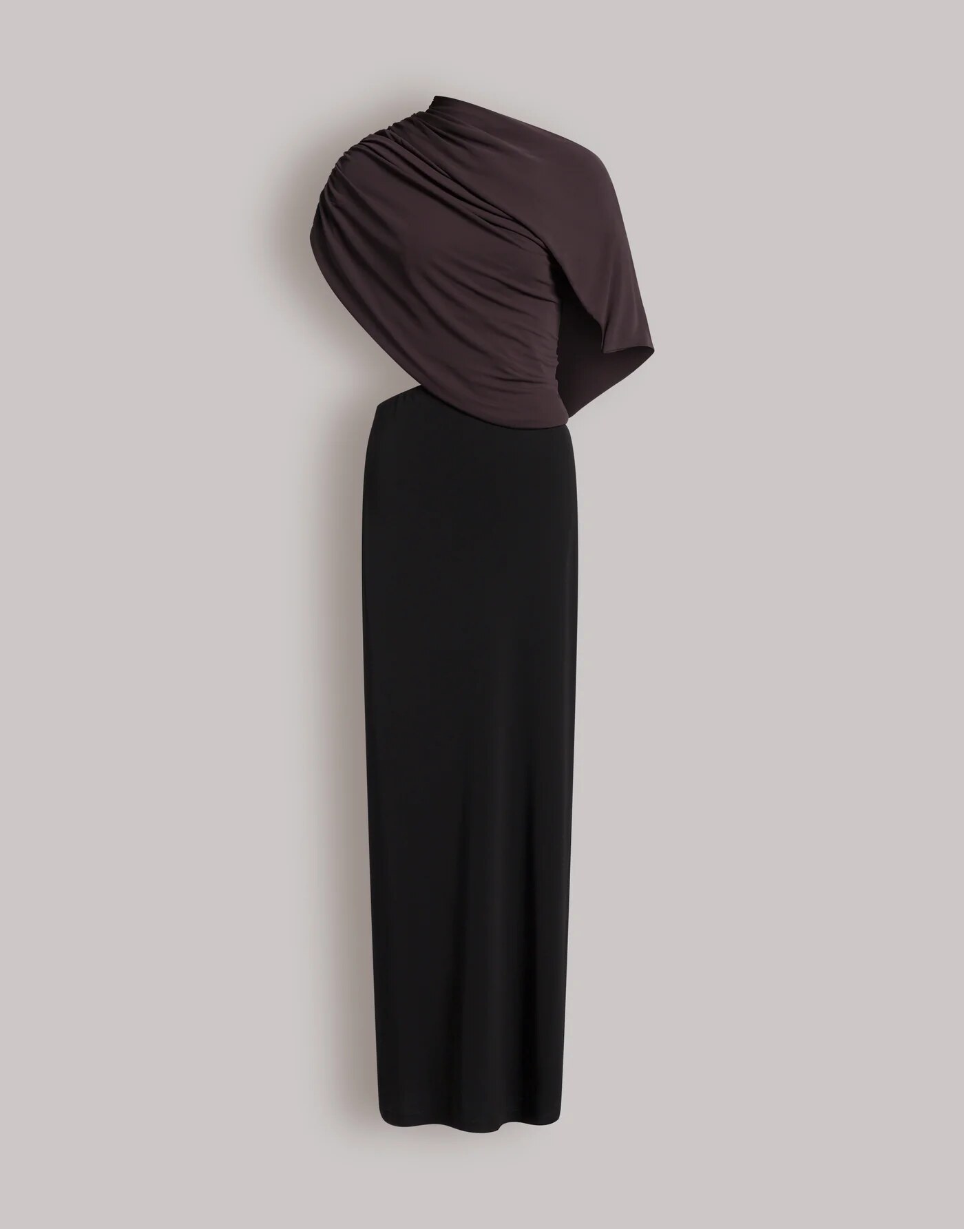 Draped long dress with cut-out — back/detail view