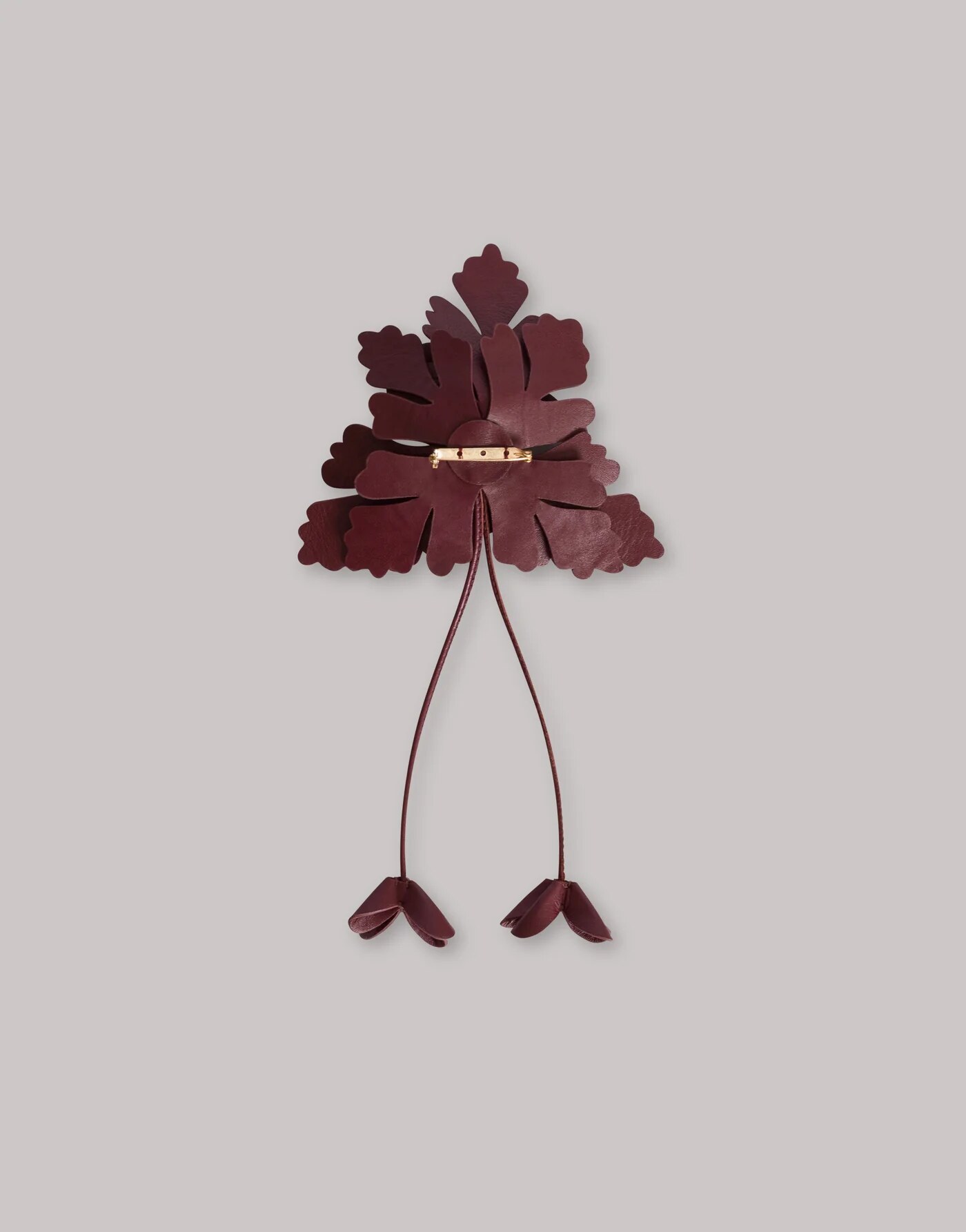 Leather flower brooch — alternate angle