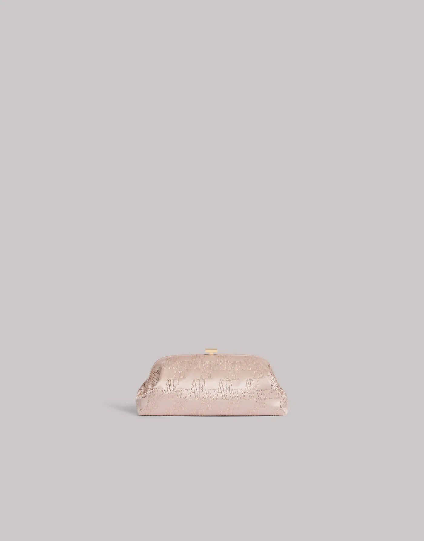 Satin clutch bag with rhinestone AF monogram — alternate angle