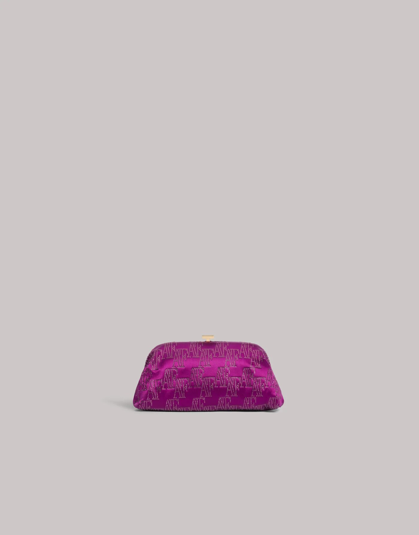 Satin clutch bag with rhinestone AF monogram — material or colour variant