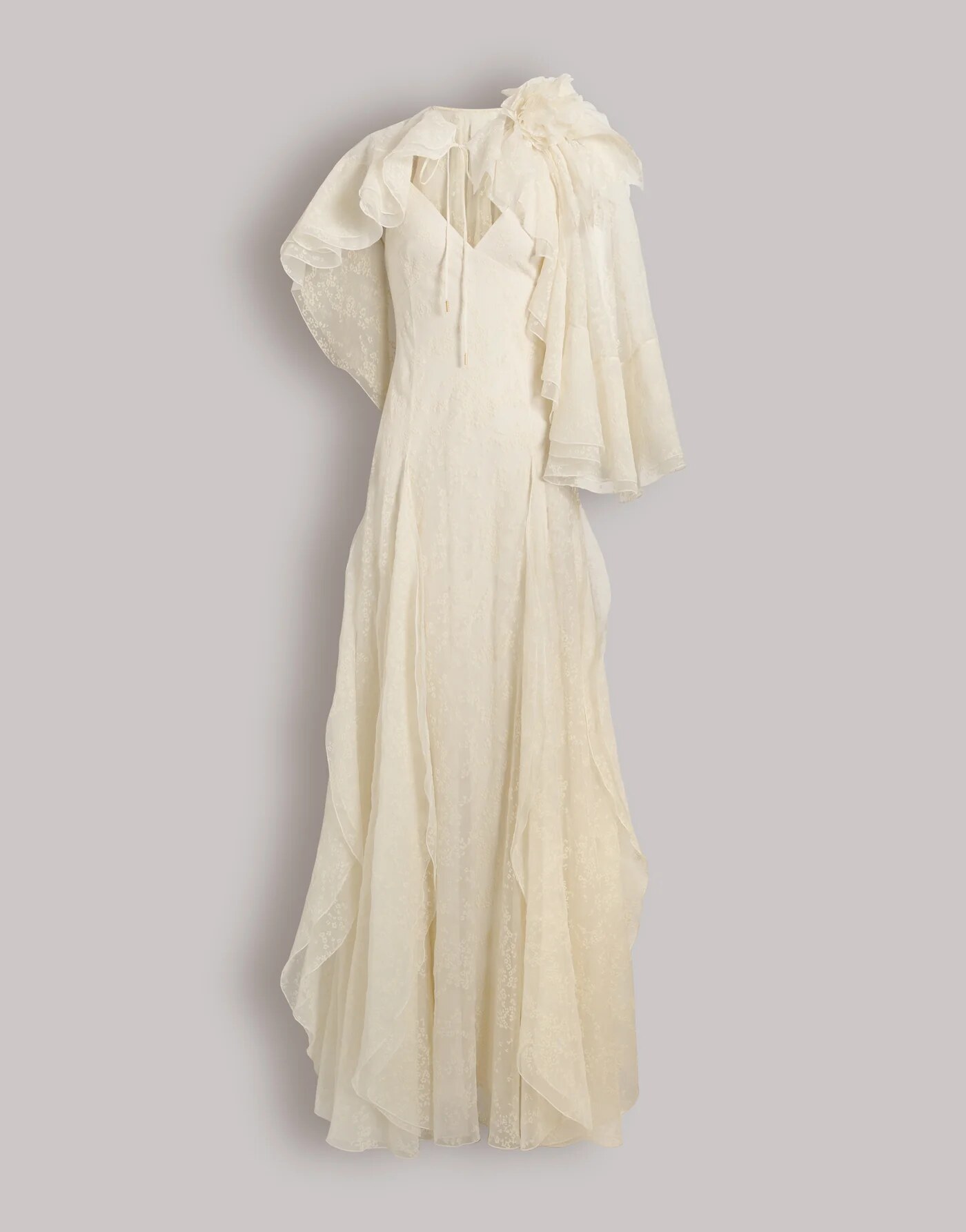 Silk tulle gown with removable cape