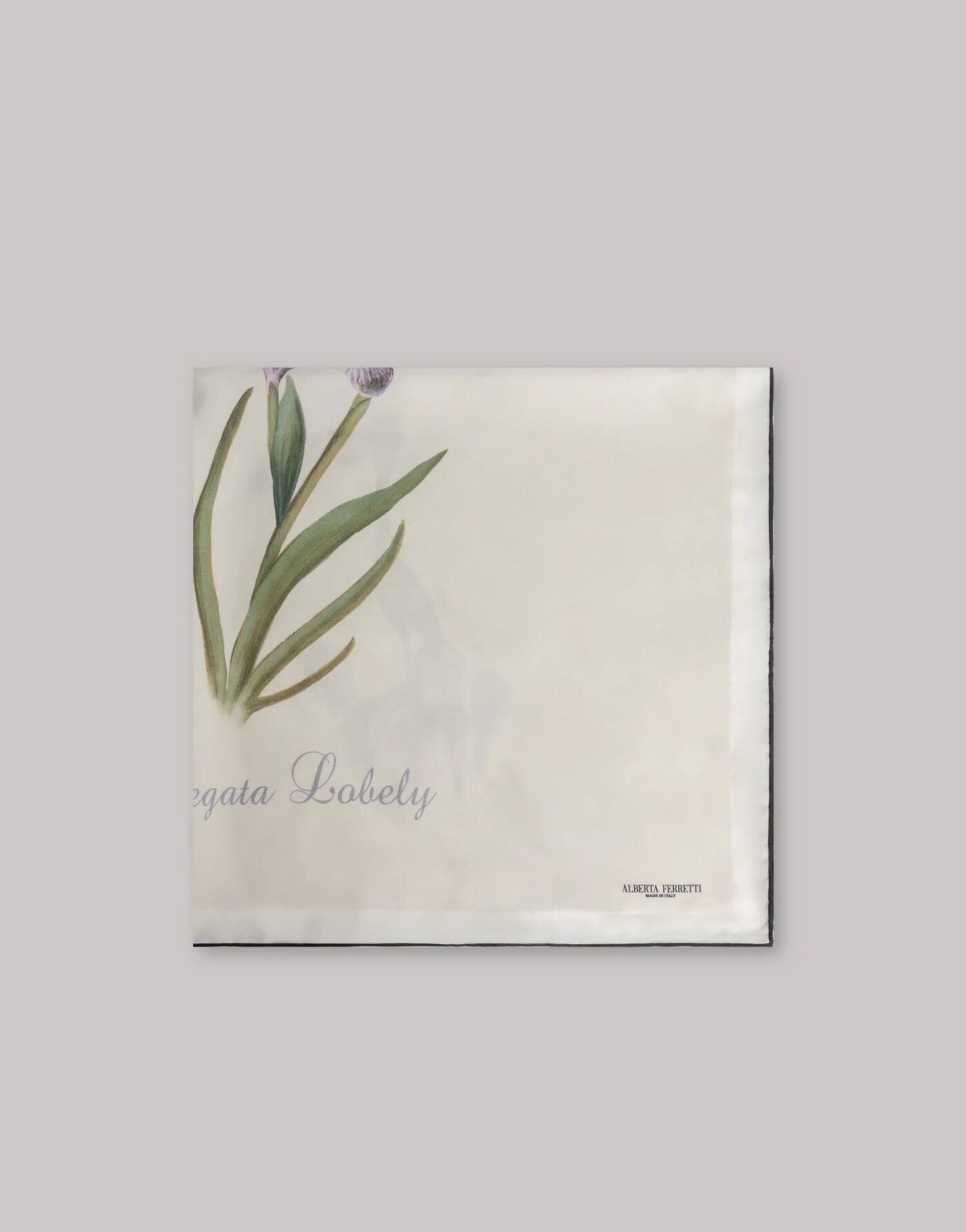 Silk scarf with thistle print — profile view