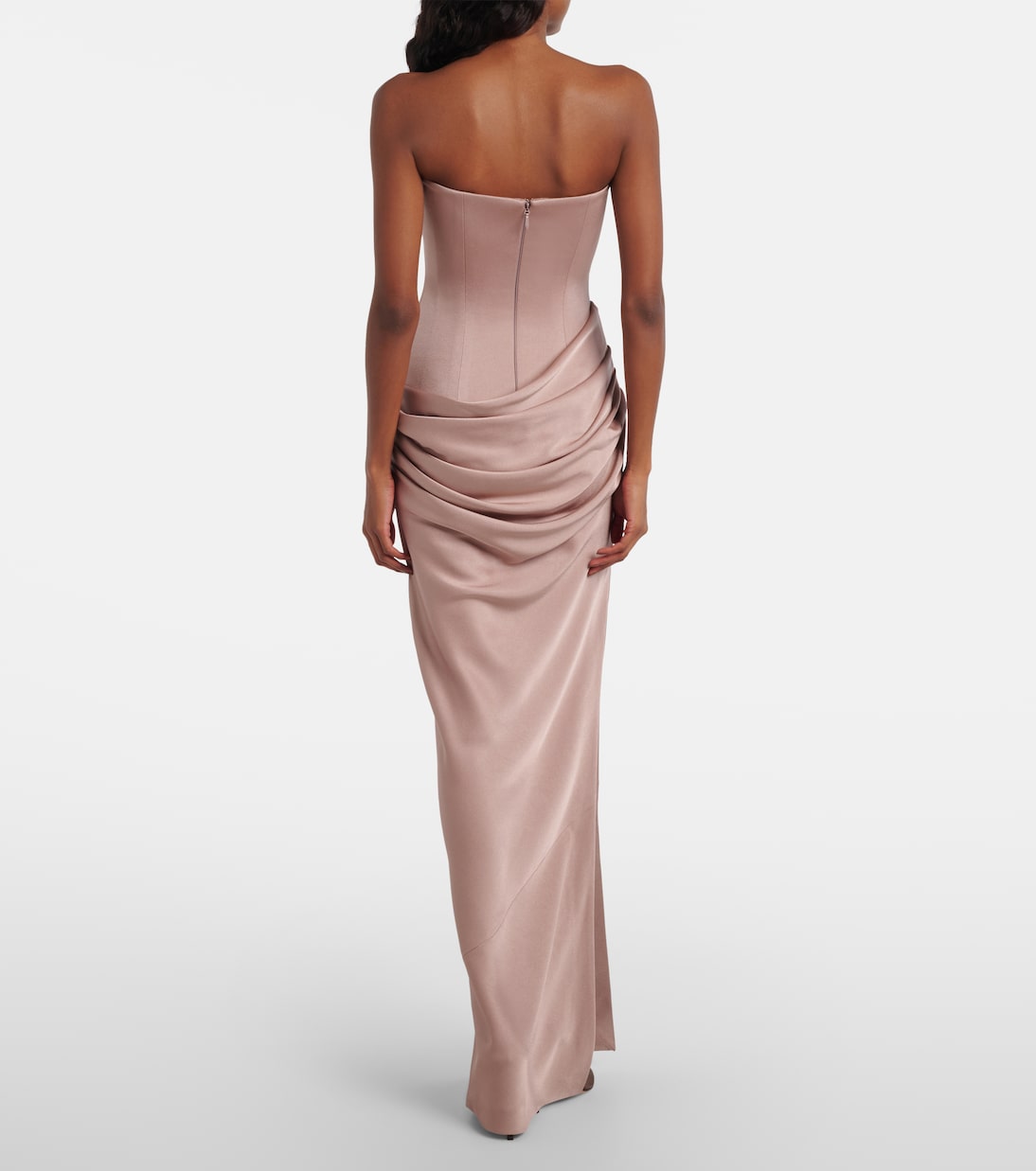 back view of column gown