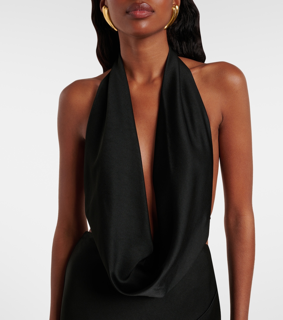 neckline and halter drape detail