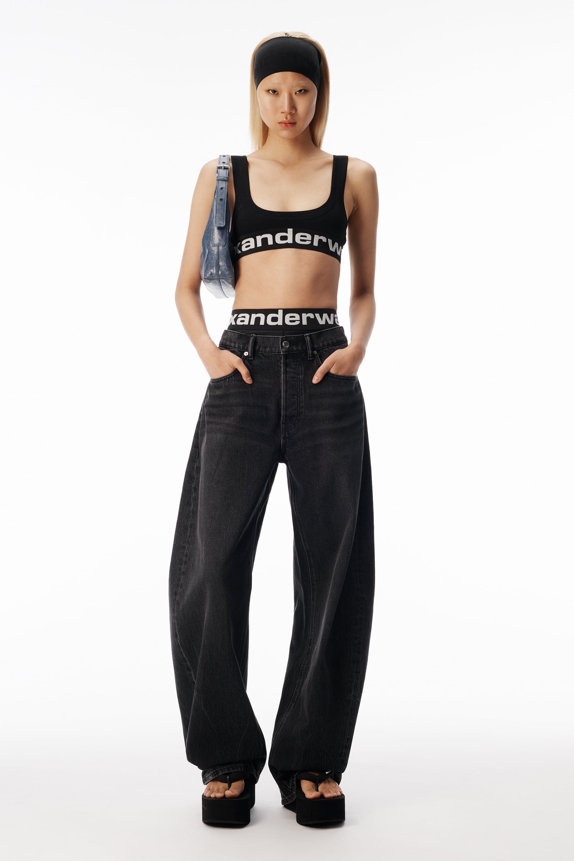Blow-Up Jeans with Logo Bike Short Waistband