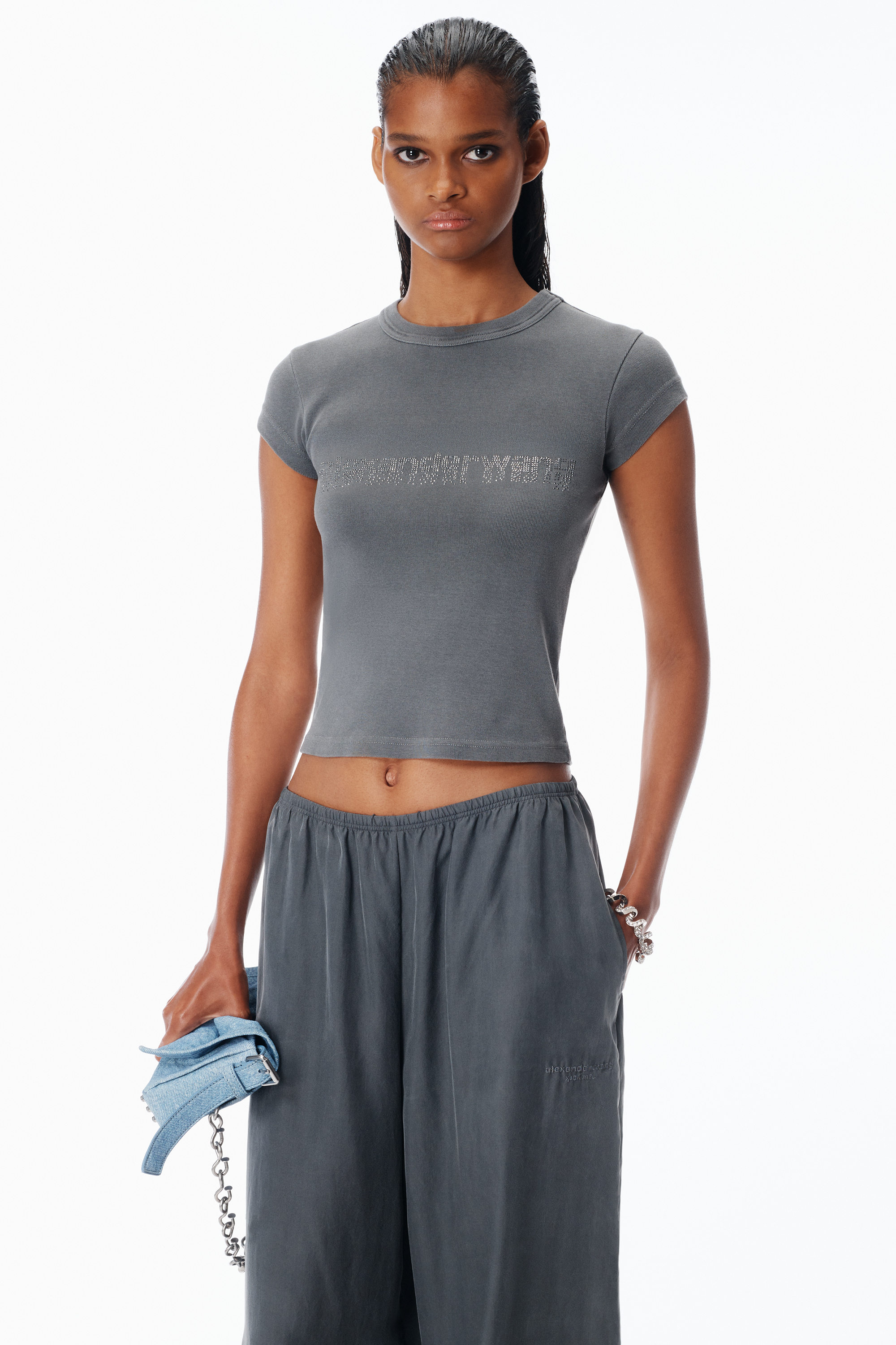 Crystal Logo Cotton Baby Tee — side or profile view