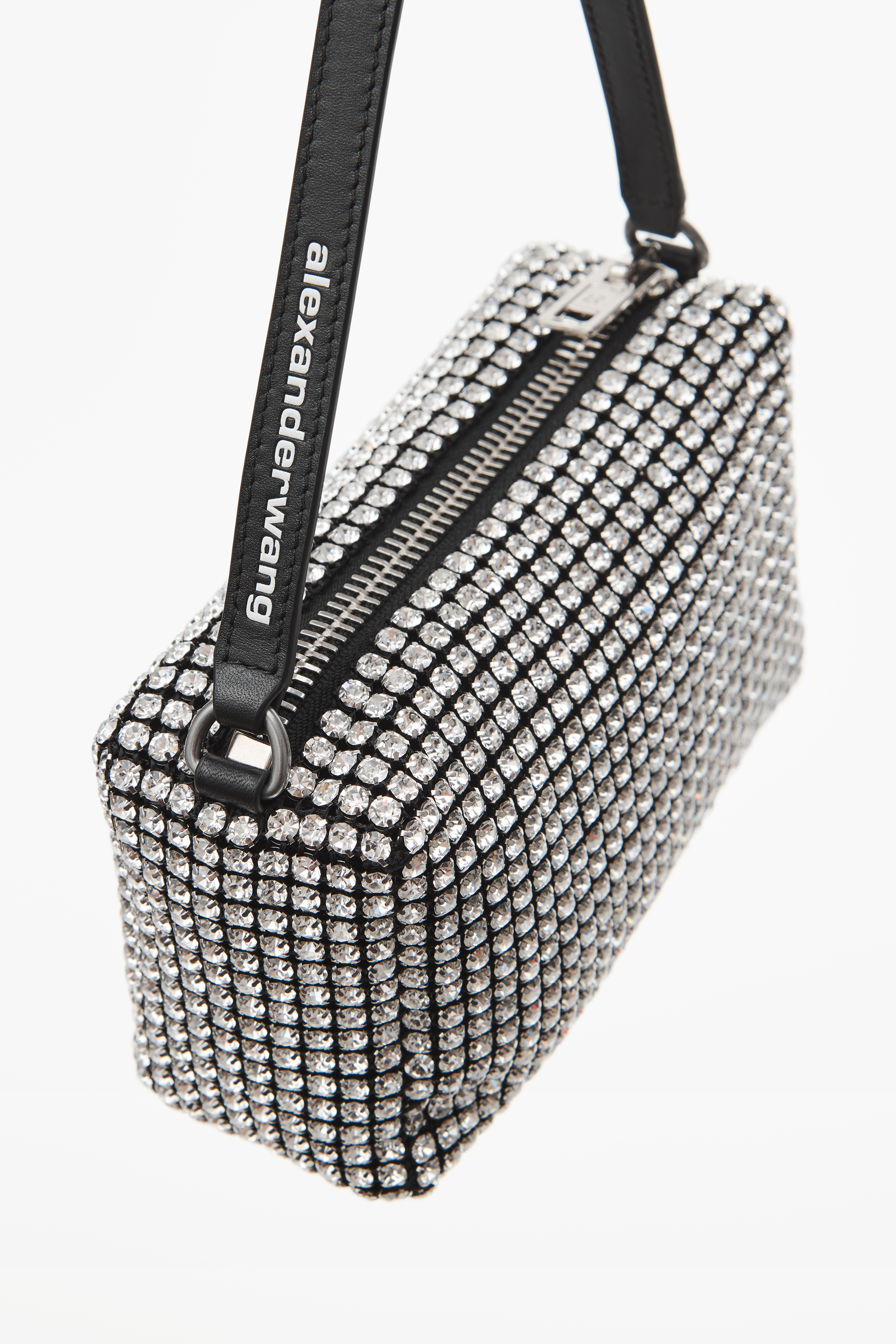 Heiress Pouch in Crystal Mesh — hardware, fabric or logo close-up