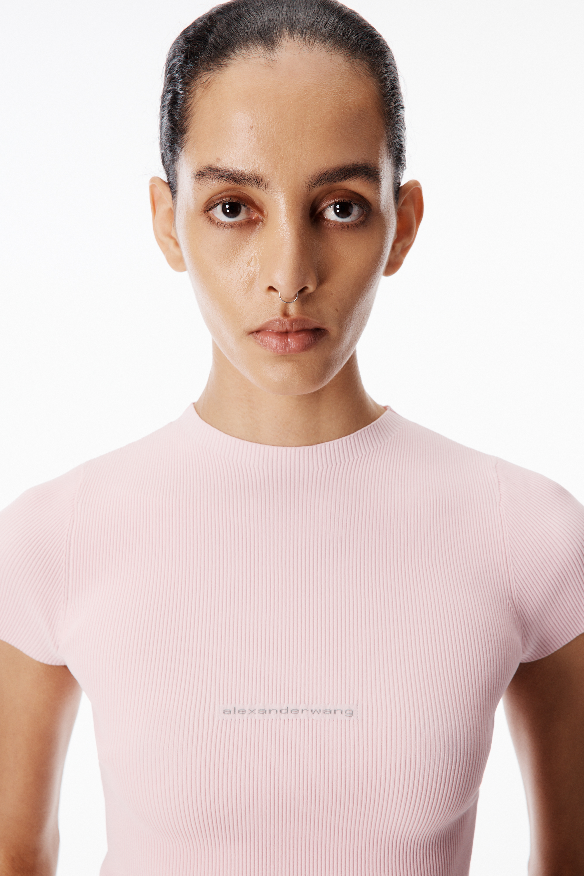 Knit Logo Baby Tee — hardware, fabric or logo close-up
