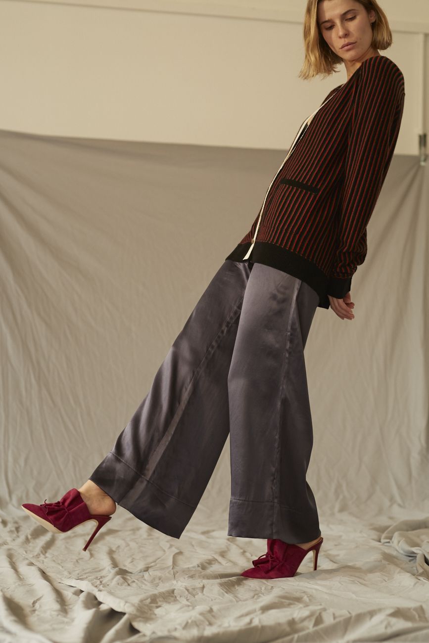 Burgundy suede styling