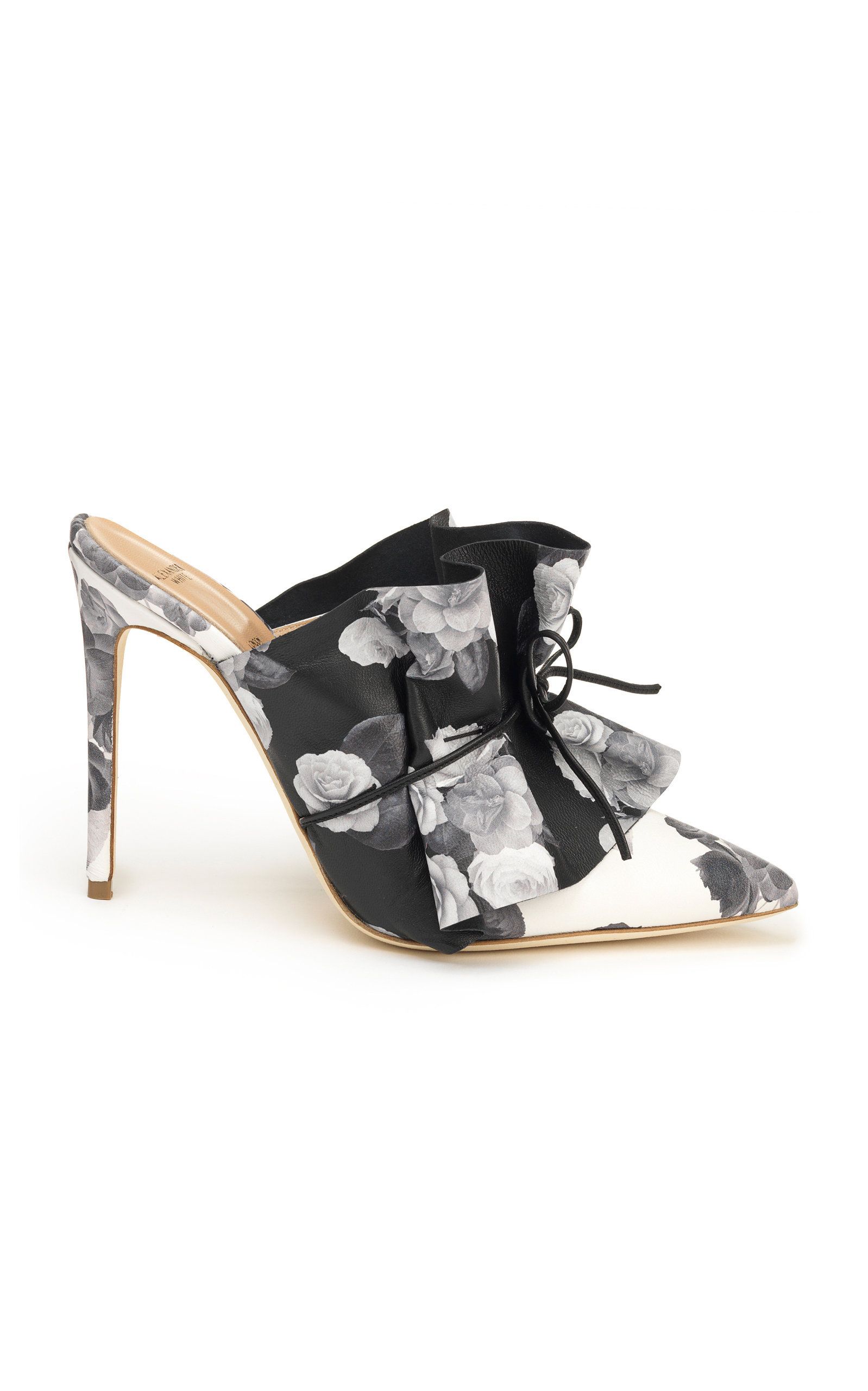 Patterned ruffle mule