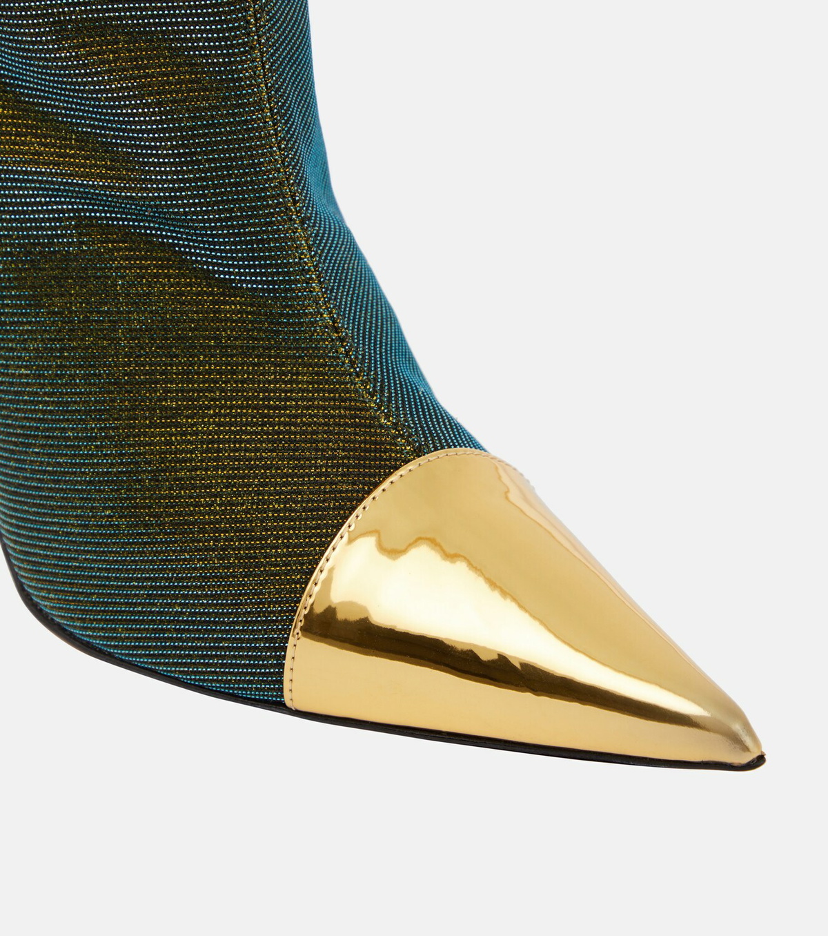 close crop of the pointed gold toe