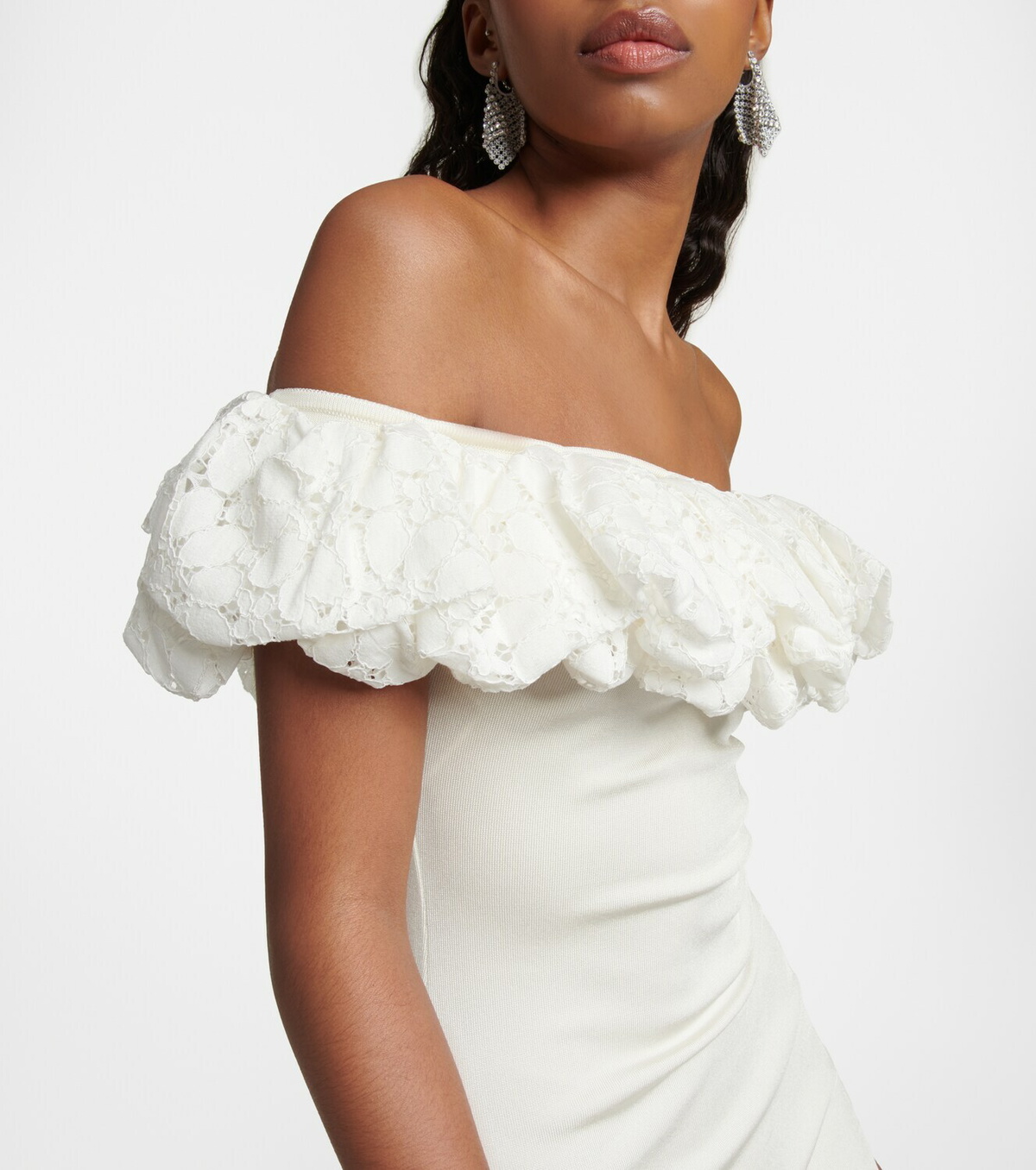 Off-Shoulder Ruffle-Trimmed Minidress