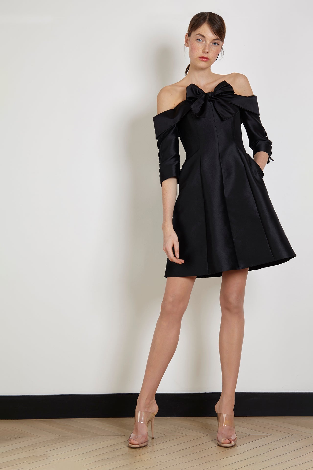 Black Off-Shoulder Bow Gown