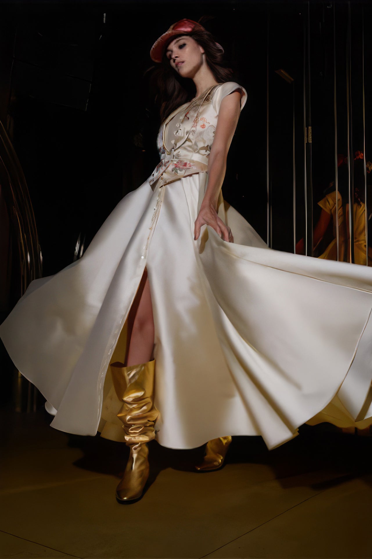 Long waistcoat-style gown