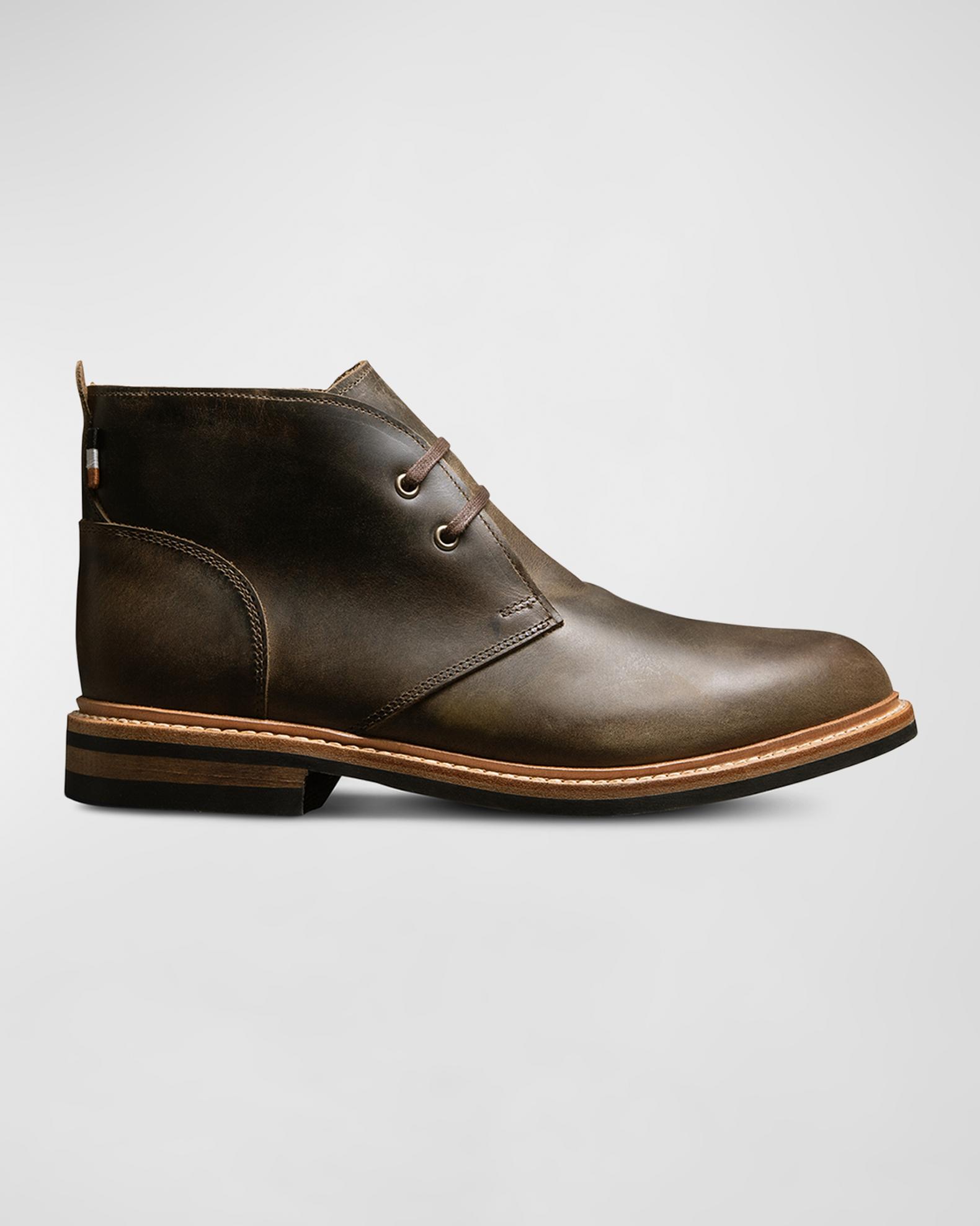 Teak leather chukka front angle