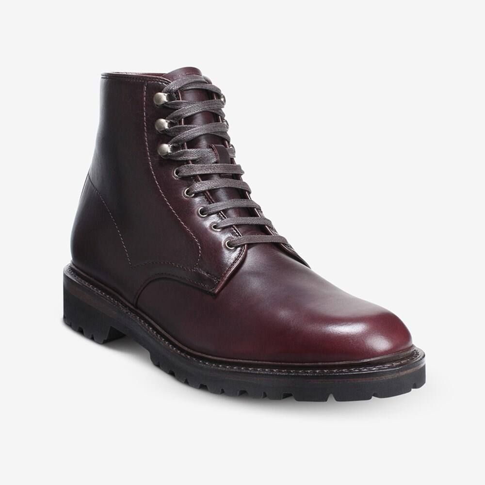 Burgundy lace-up boot with lug sole