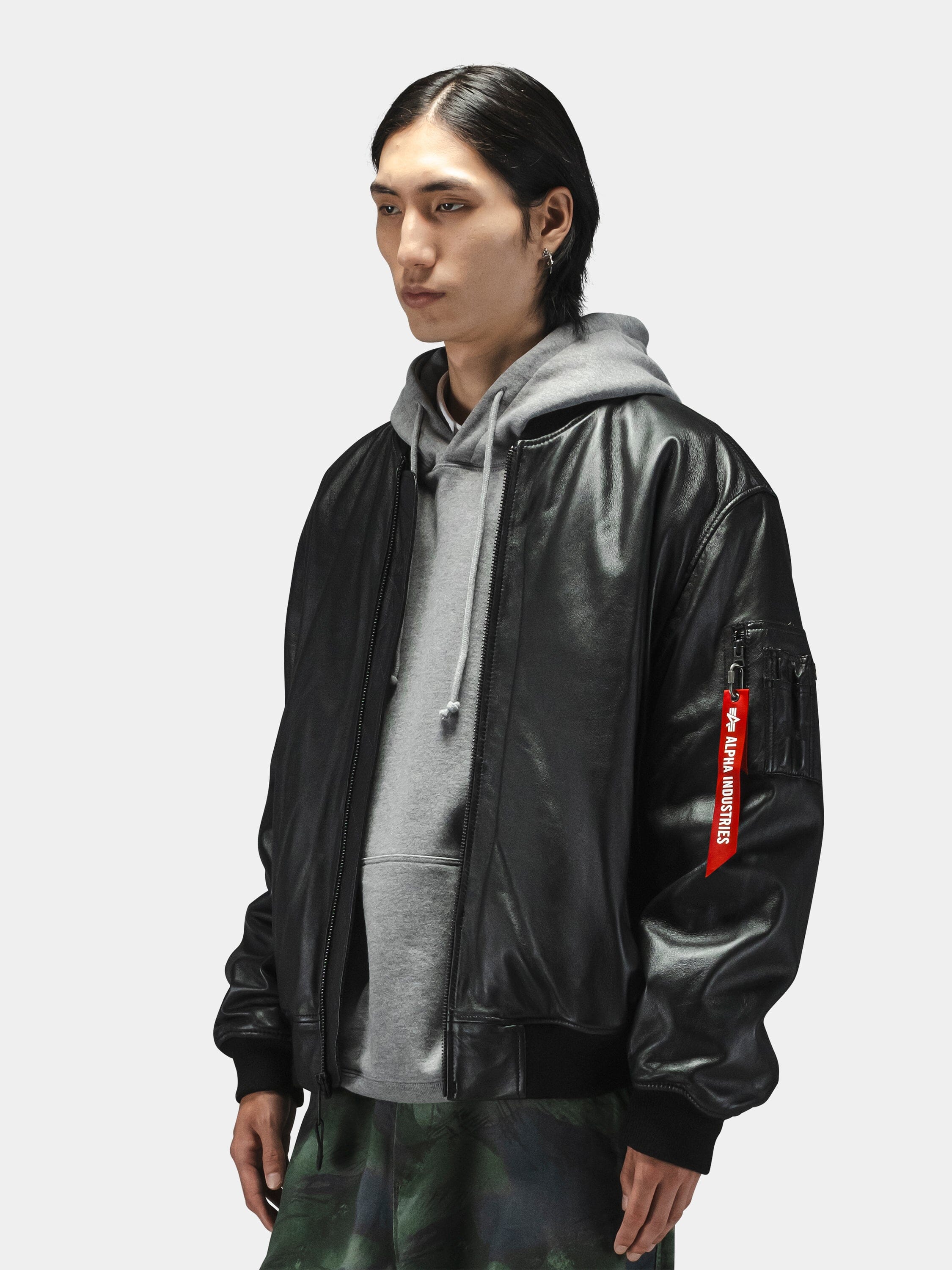 Back view of the leather MA-1