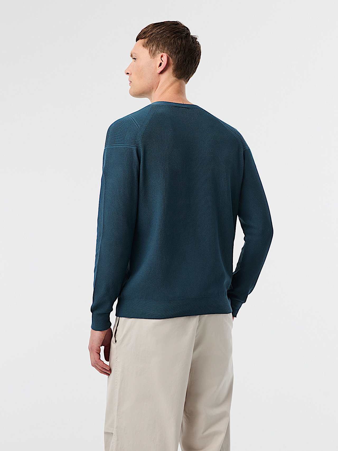 FOSOP V5.Y8.02 | Seamless 3D Performance Knit Crewneck Sweater in Teal for Men