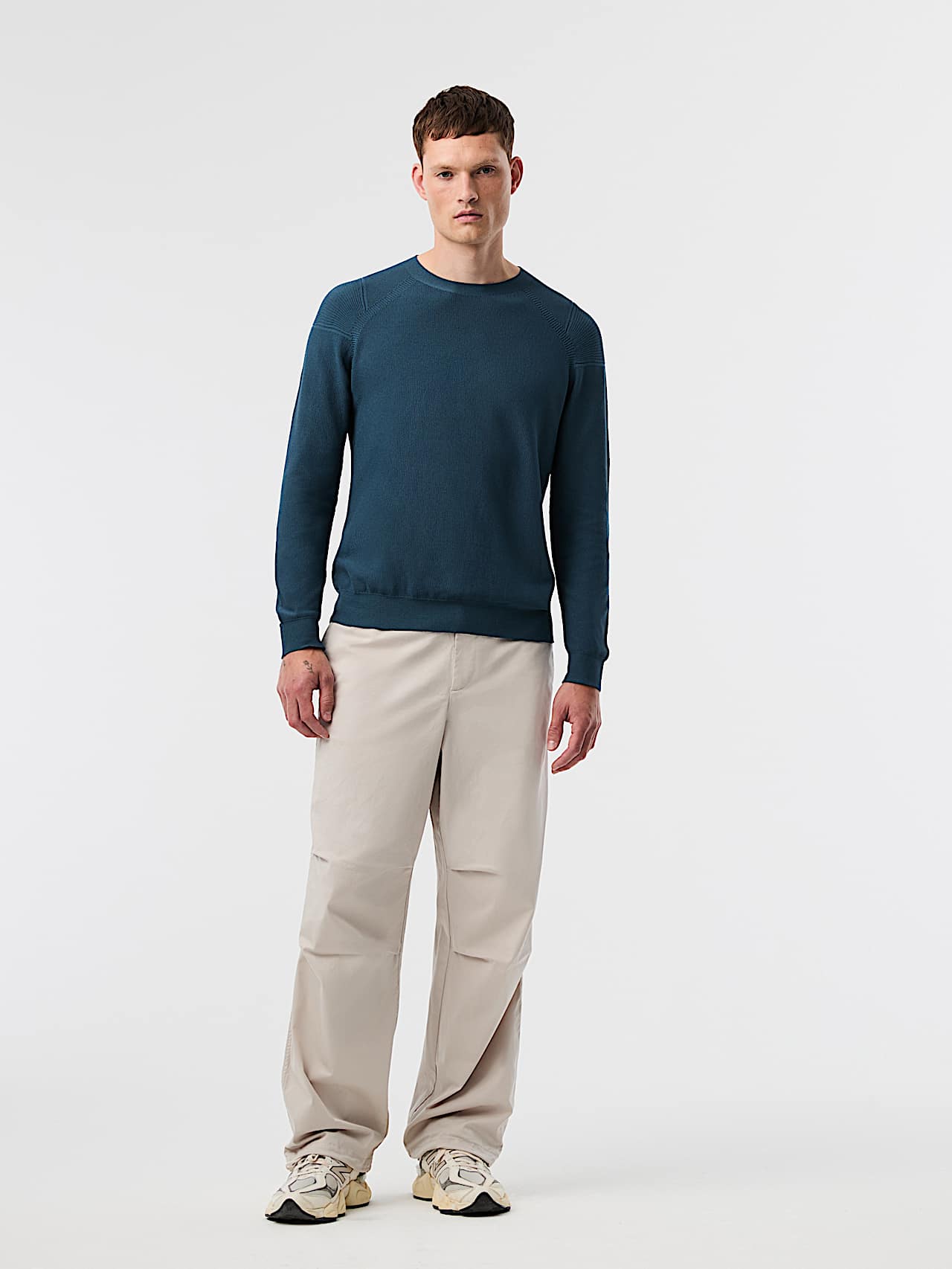 FOSOP V5.Y8.02 | Seamless 3D Performance Knit Crewneck Sweater in Teal for Men
