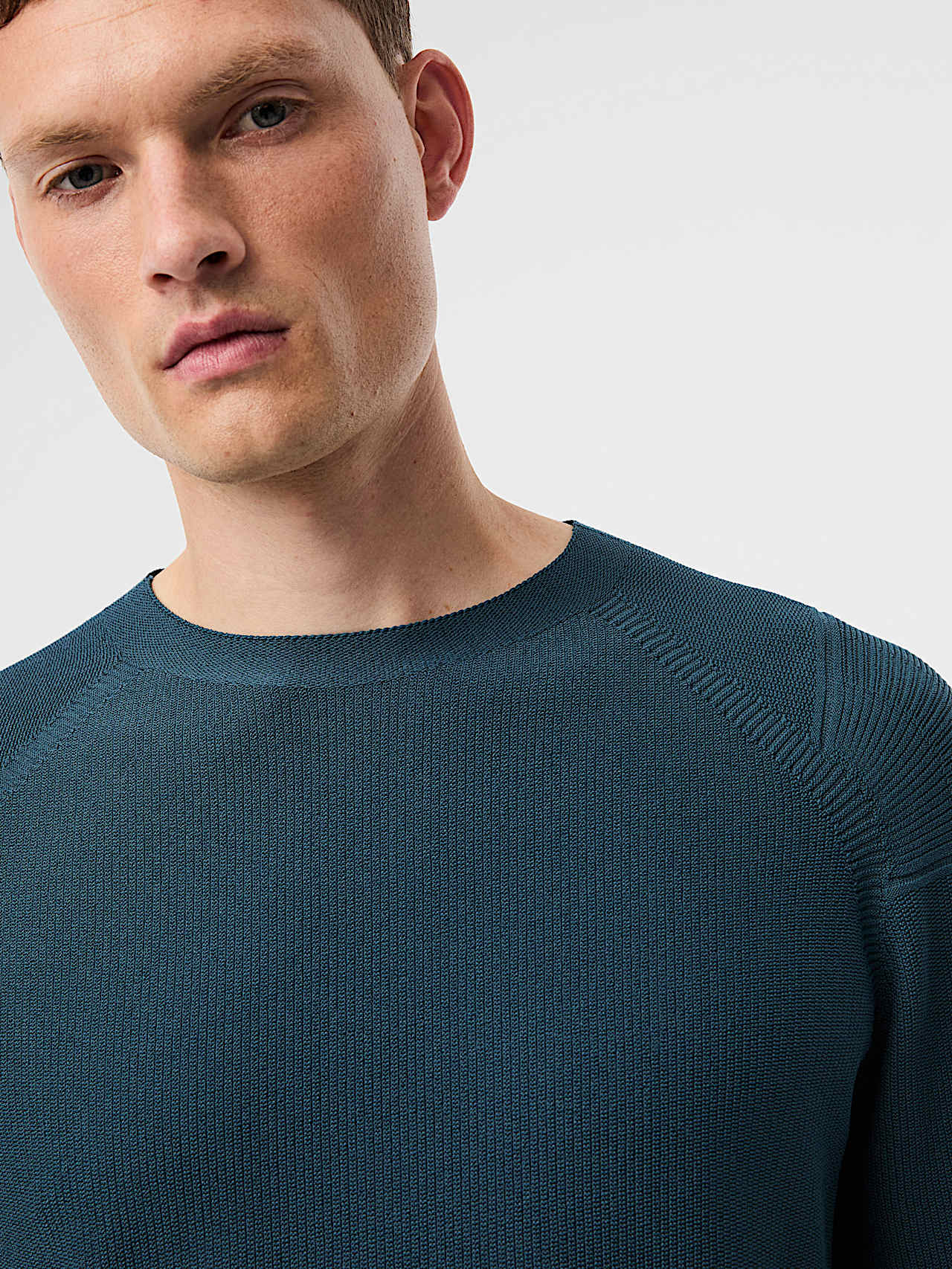 FOSOP V5.Y8.02 | Seamless 3D Performance Knit Crewneck Sweater in Teal for Men