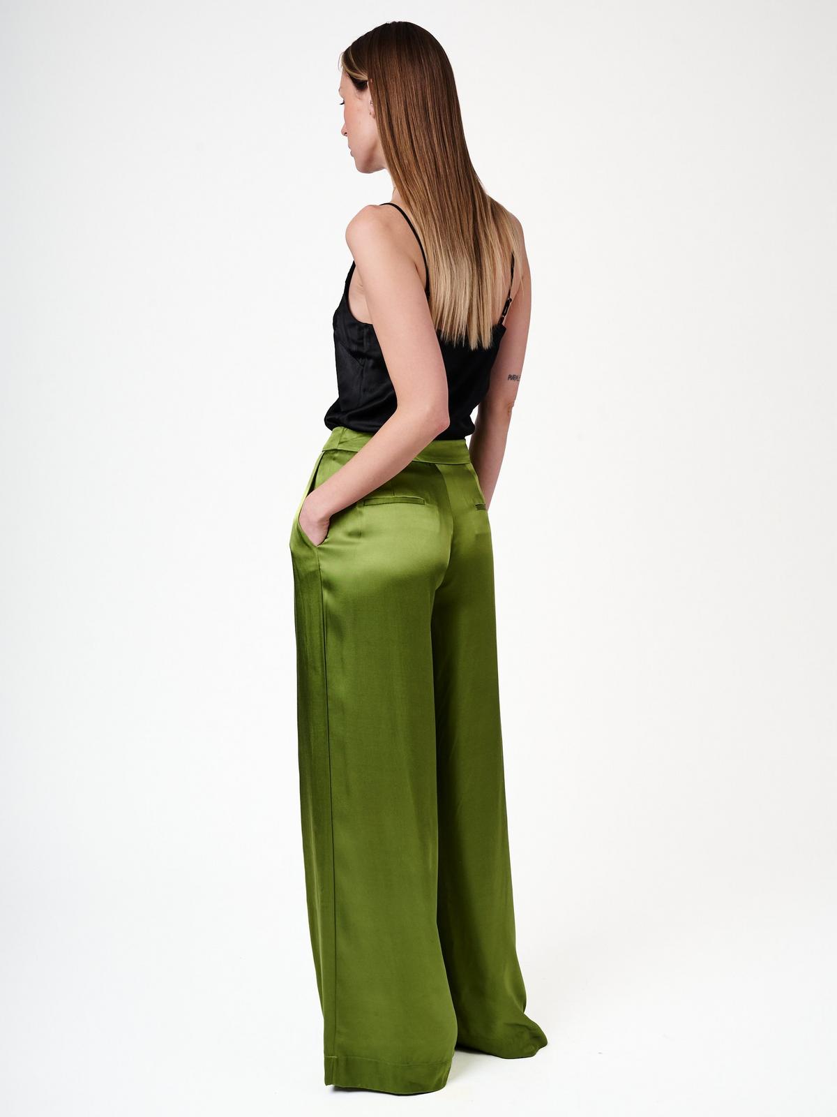 Three-quarter view of the silk-blend silhouette
