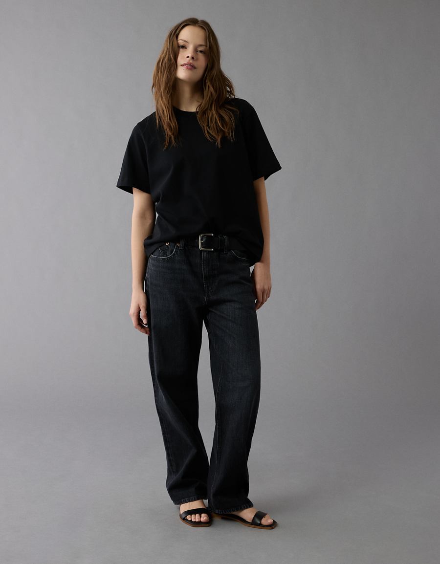 Styled front view with loose straight leg