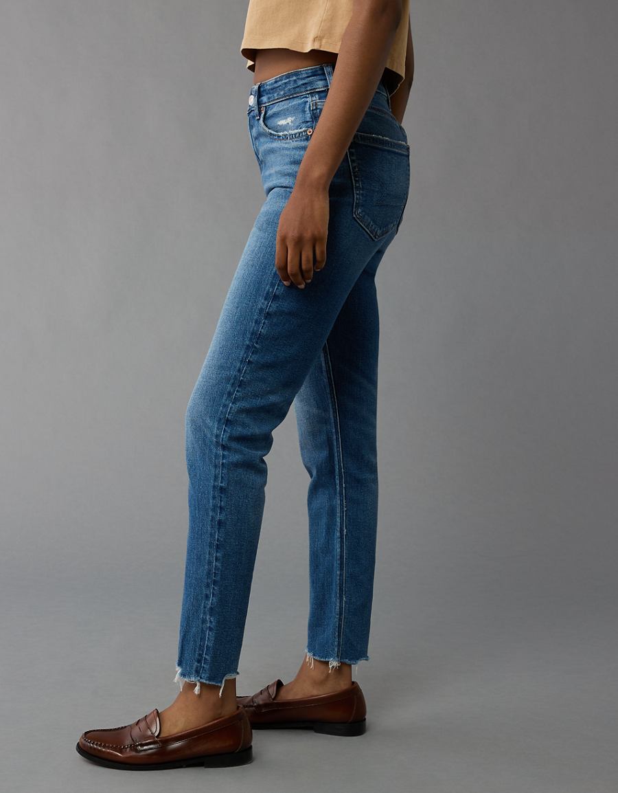 Side view showing the easy mom-jean shape
