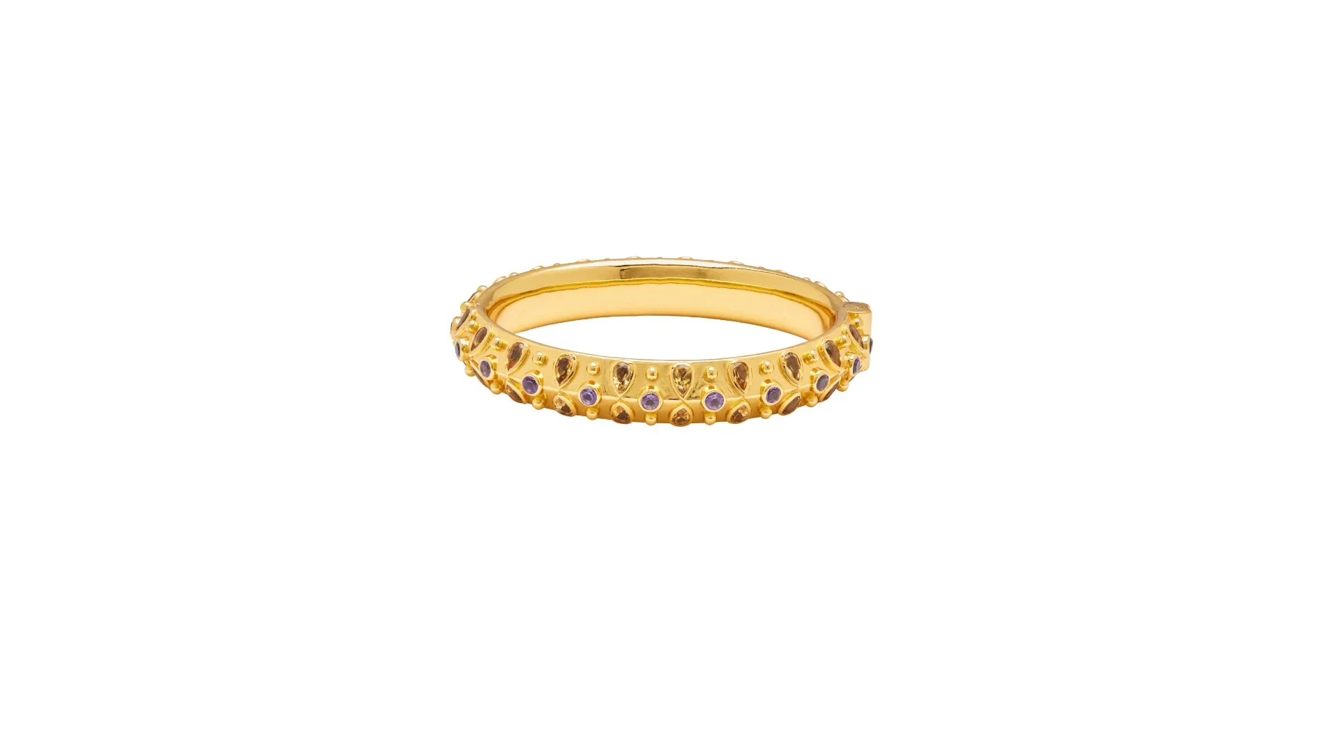 Maya Slim Bangle with Amethyst & Citrine – 24K Gold Plated Sterling Silver Bangle