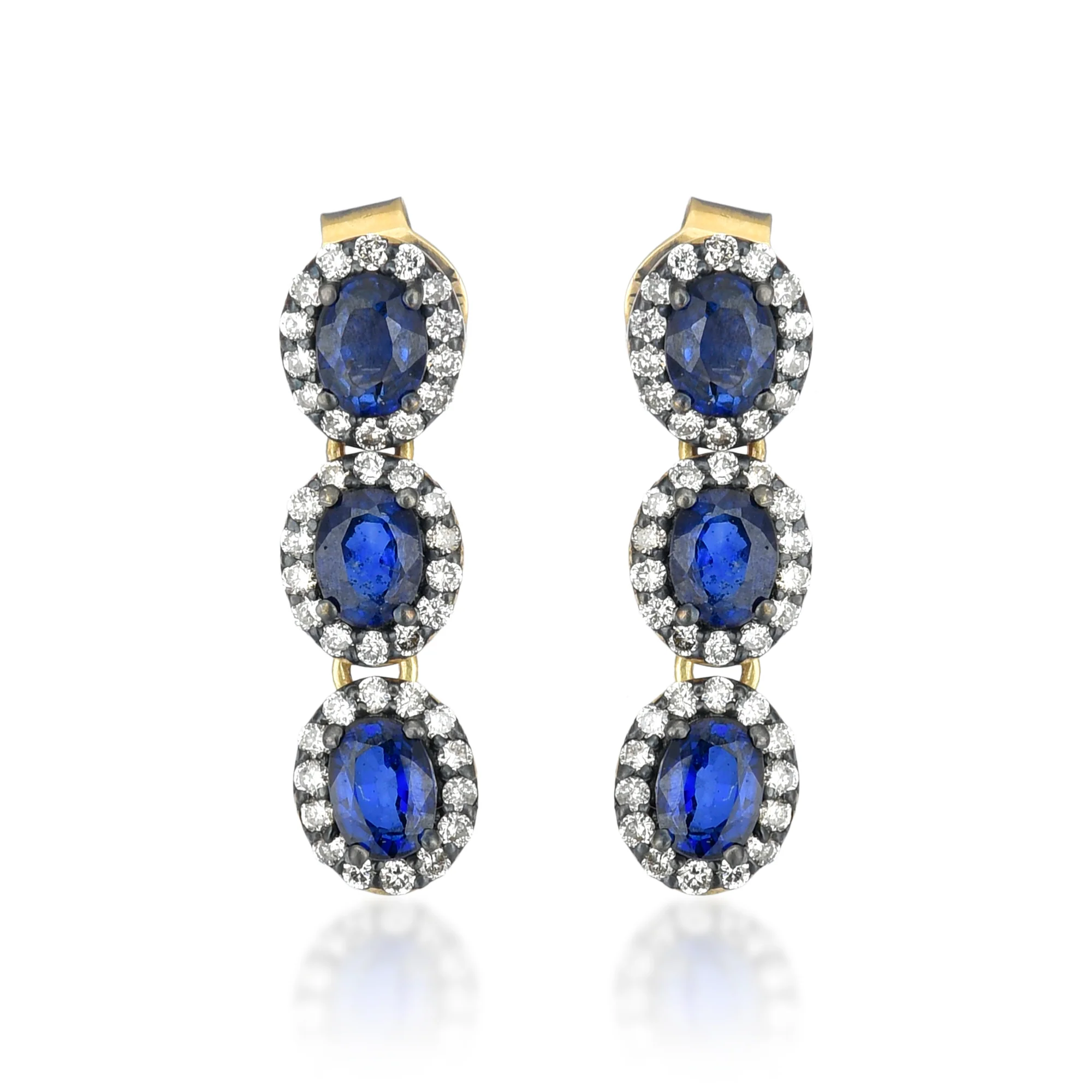 18K Gold & Sapphire Mini Rajasthan Drop Earrings with Diamonds