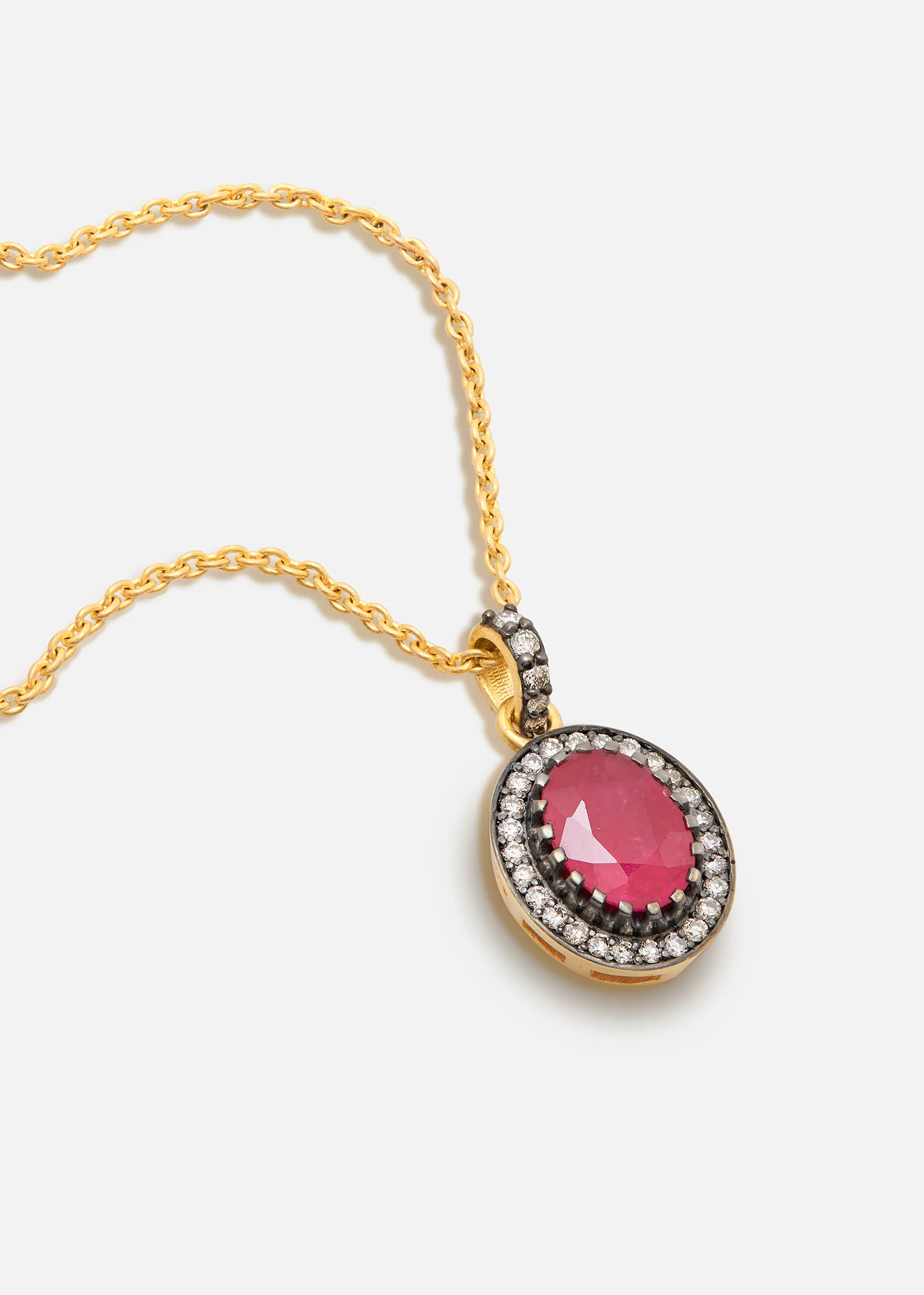 18K Yellow Gold & Ruby Mini Rajasthan Statement Pendant Necklace