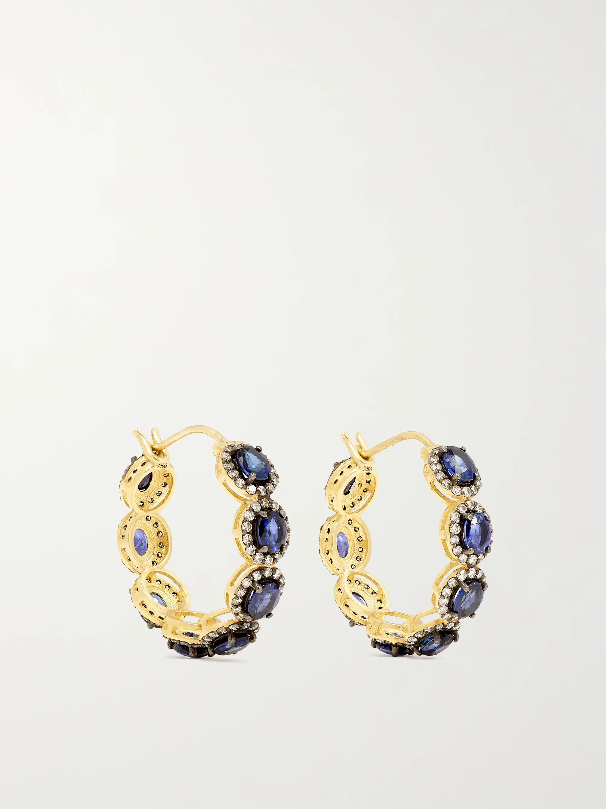 Mini Rajasthan sapphire and diamond hoop earrings