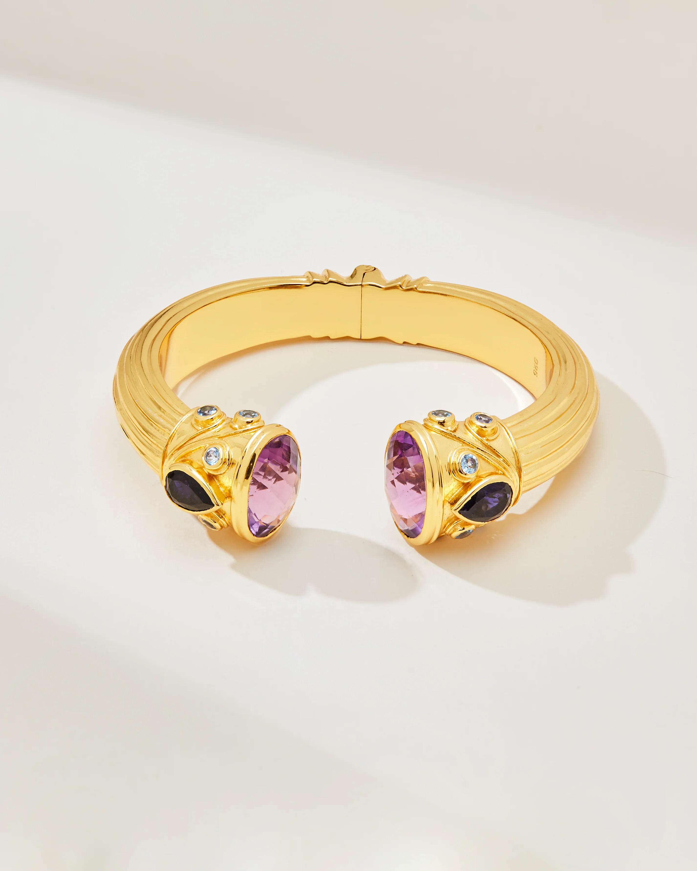 Sheida Bangle – Amethyst, Iolite and Blue Topaz | 24K Gold Vermeil on Sterling Silver