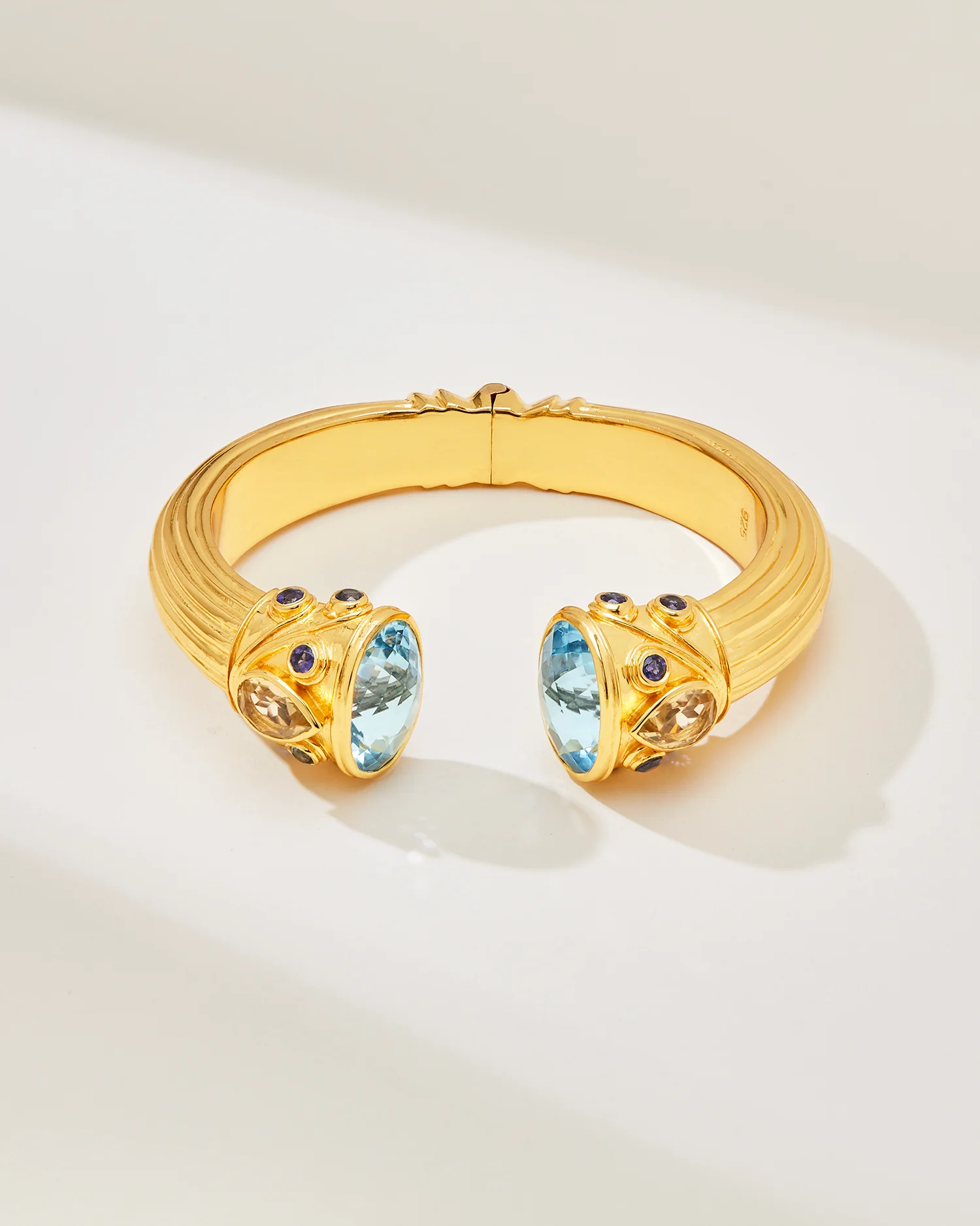 Sheida Bangle – Blue Topaz, Citrine & Iolite | 24K Gold Vermeil on Sterling Silver