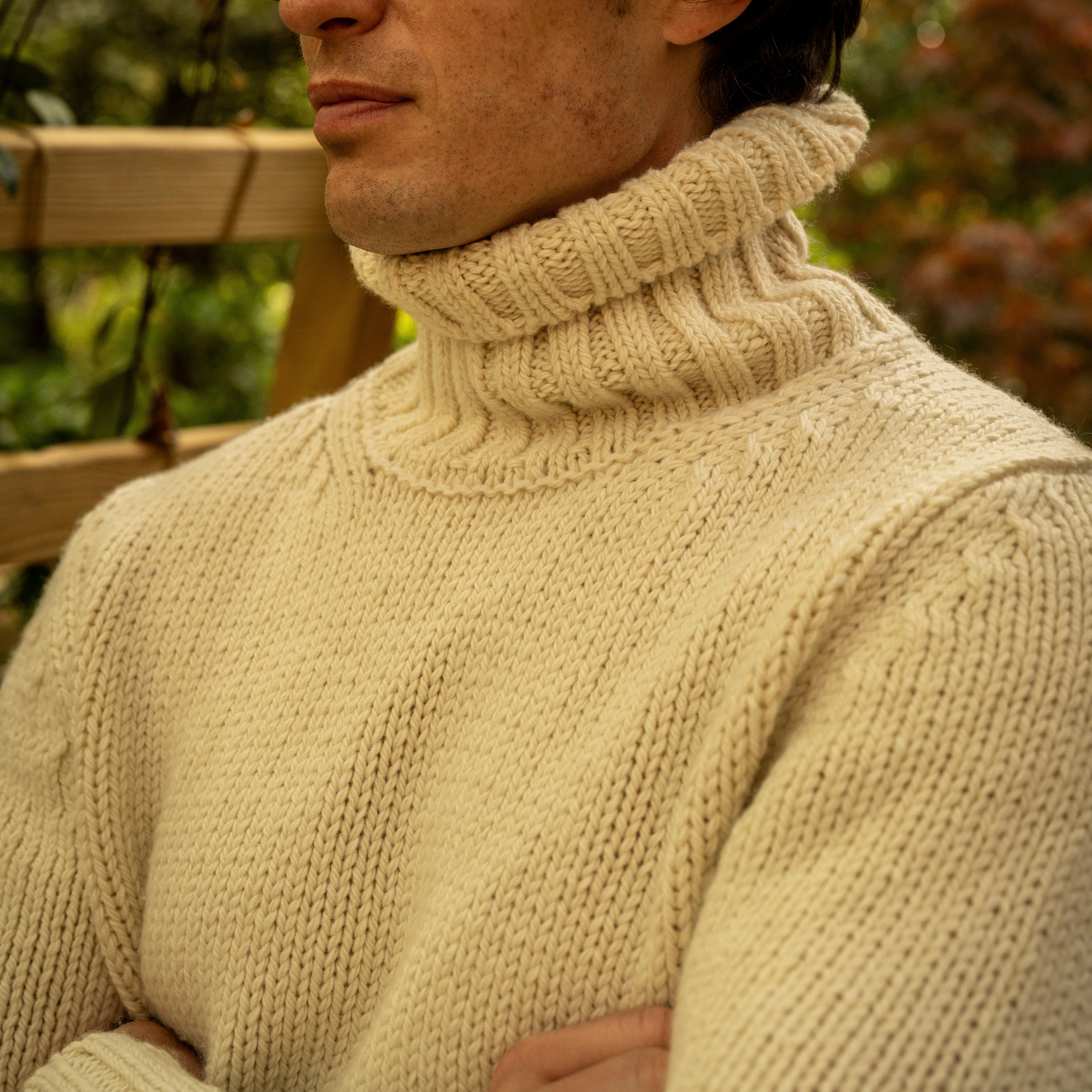Roll neck worn under outerwear
