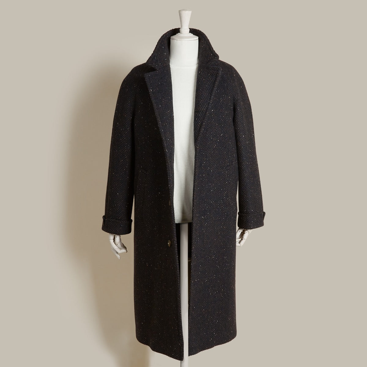 Artisan Woven Herringbone Overcoat