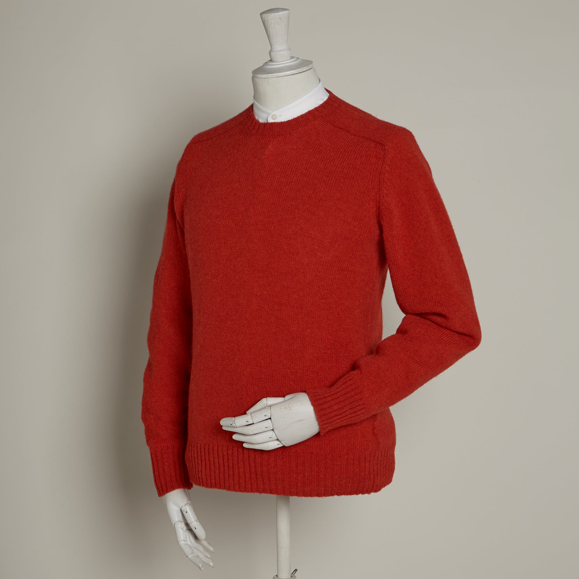 Front view of the red crew neck